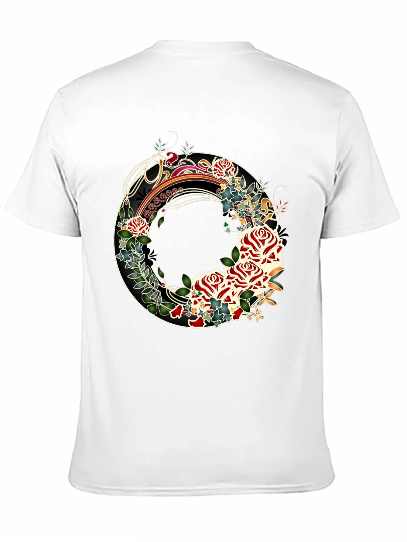 Timelessly Beautiful Rose Garden Art Nouveau Frame Unisex Short Sleeve Soft Cotton T-Shirt – Casual Everyday Wear