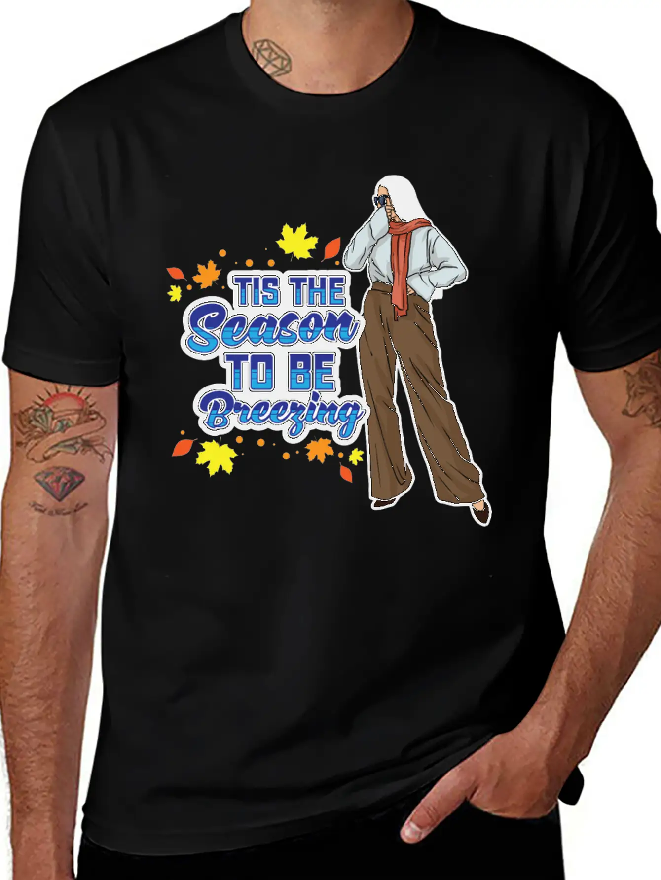 Tis The Season To Be Breezy Sweater Weather Fall Classic Fit Graphic Tee For Daily Comfort – Unisex Cotton Shirt