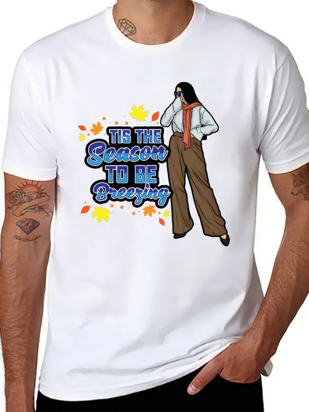 Tis The Season To Be Breezy Sweater Weather Fall Classic Fit Graphic Tee For Daily Comfort – Unisex Cotton Shirt