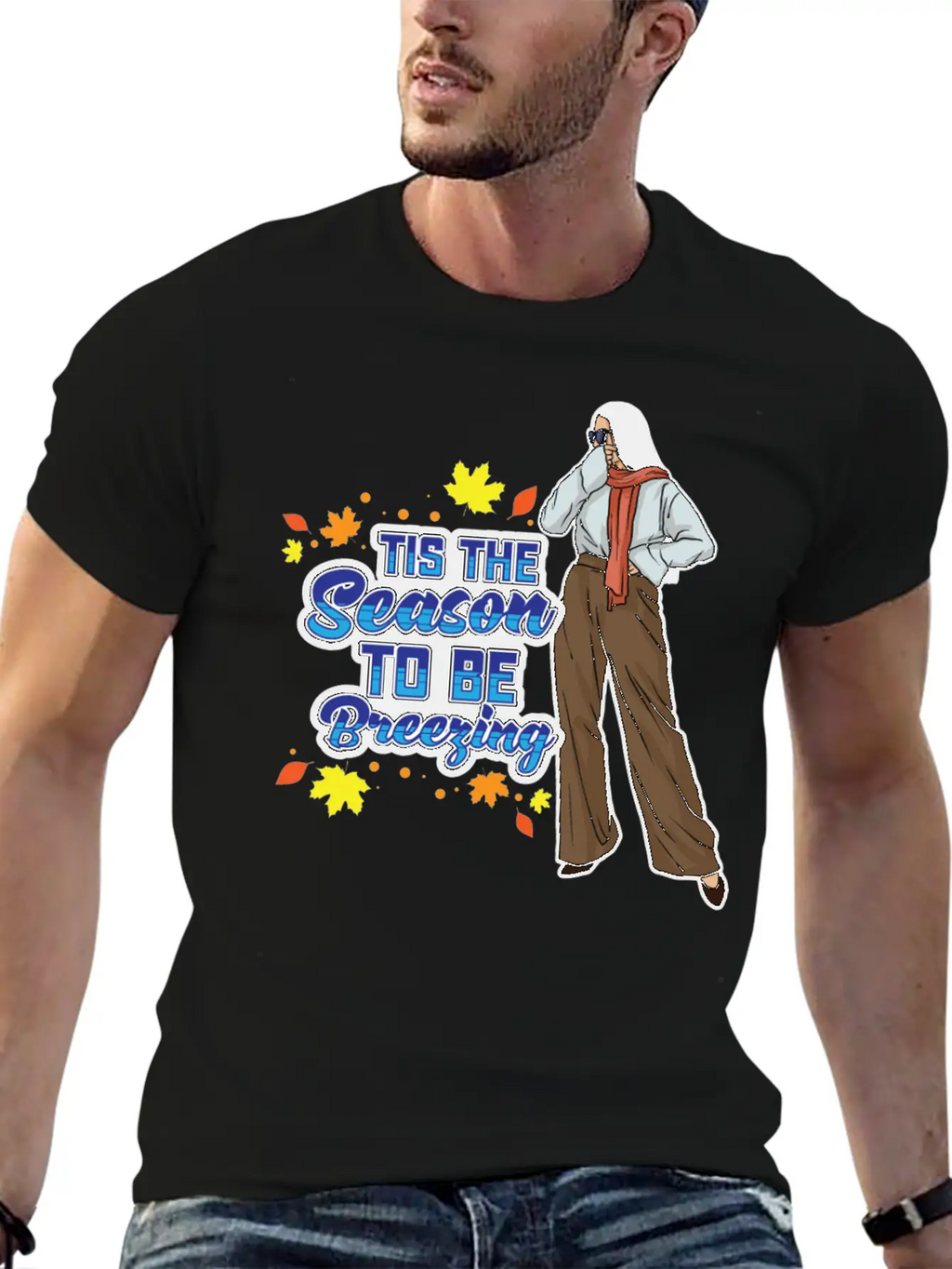 Tis The Season To Be Breezy Sweater Weather Fall Classic Fit Graphic Tee For Daily Comfort – Unisex Cotton Shirt