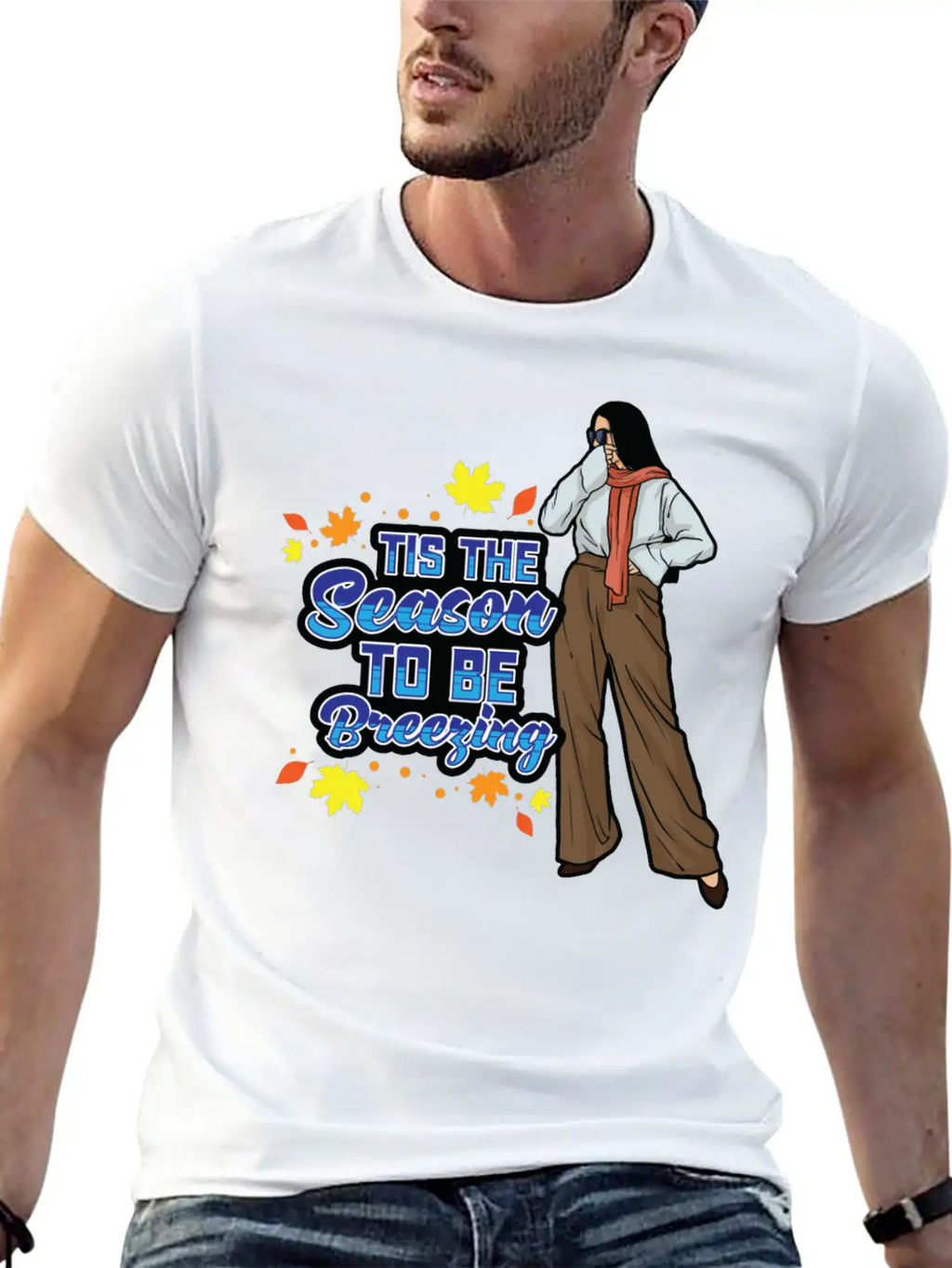 Tis The Season To Be Breezy Sweater Weather Fall Classic Fit Graphic Tee For Daily Comfort – Unisex Cotton Shirt