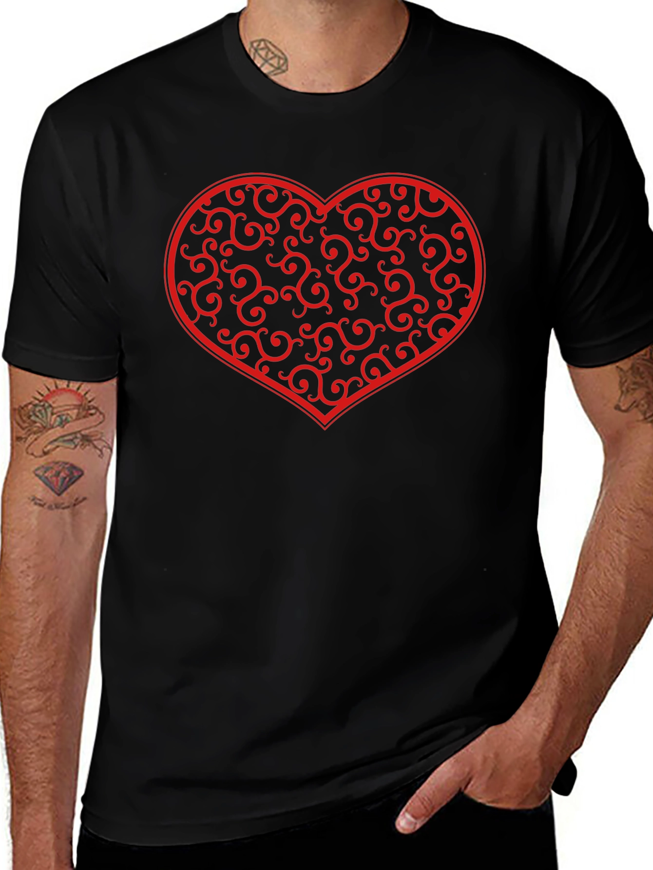 Swirl Heart Black Tee