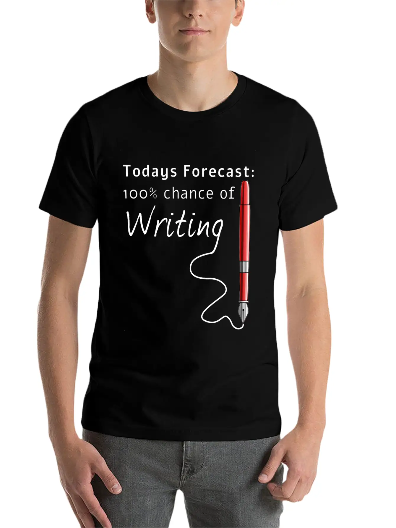 Todays Forecast 100% Chance Of Writing Funny Unisex Casual T-Shirt – Clean Design For Daily Comfort