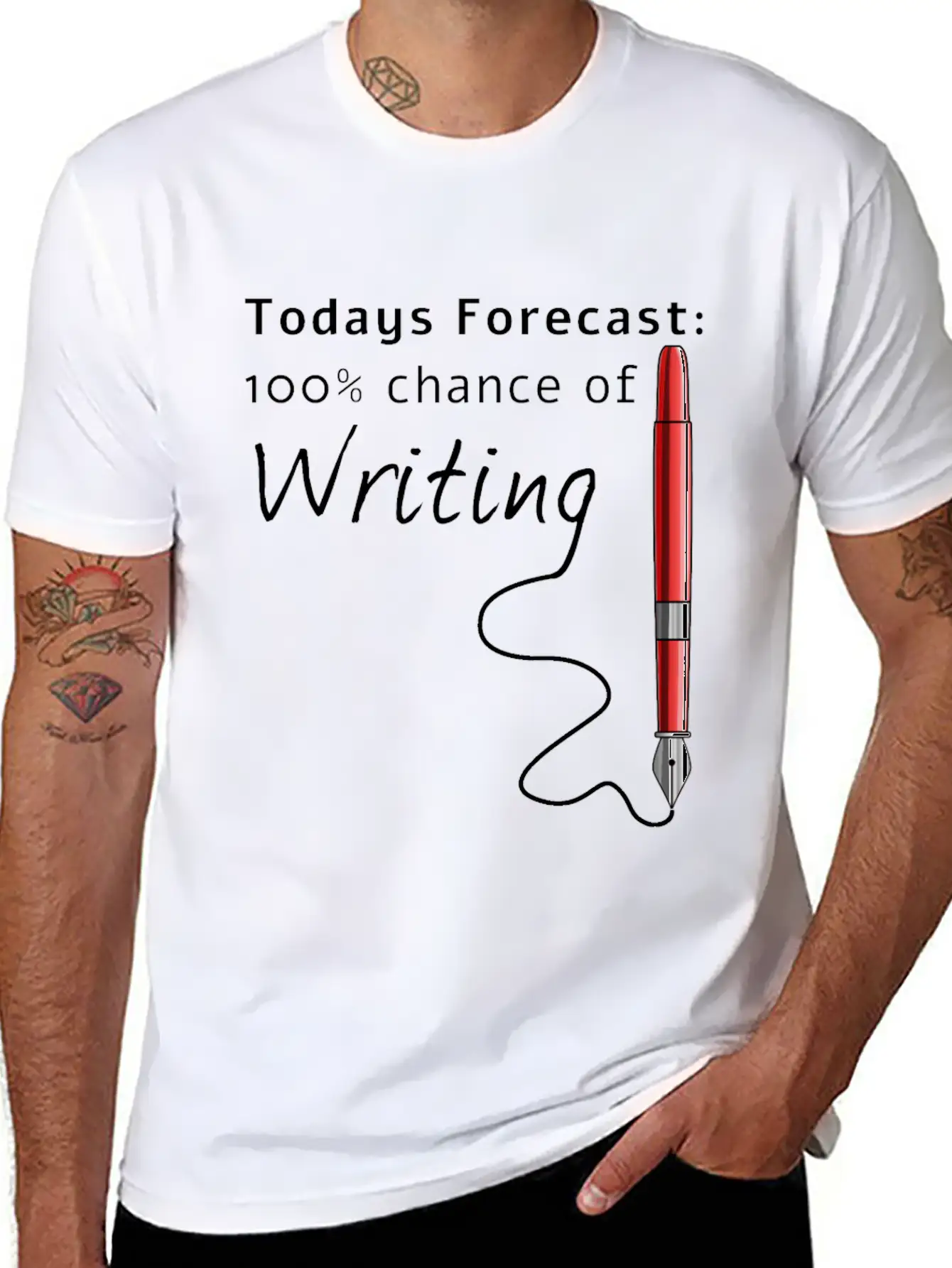 Todays Forecast 100% Chance Of Writing Funny Unisex Casual T-Shirt – Clean Design For Daily Comfort