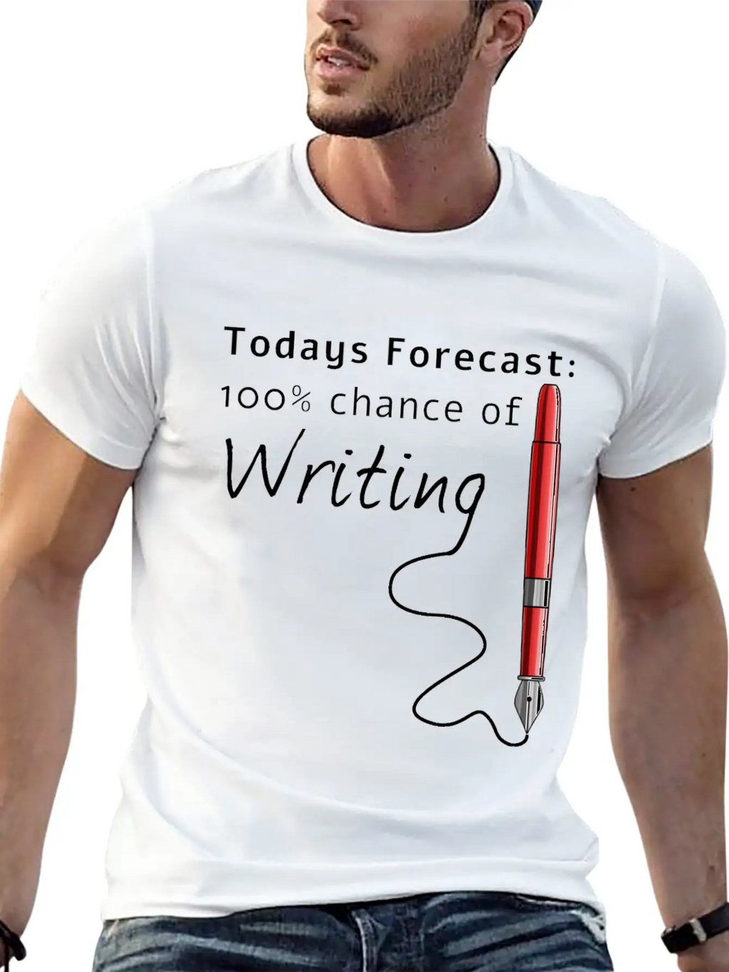 Todays Forecast 100% Chance Of Writing Funny Unisex Casual T-Shirt – Clean Design For Daily Comfort