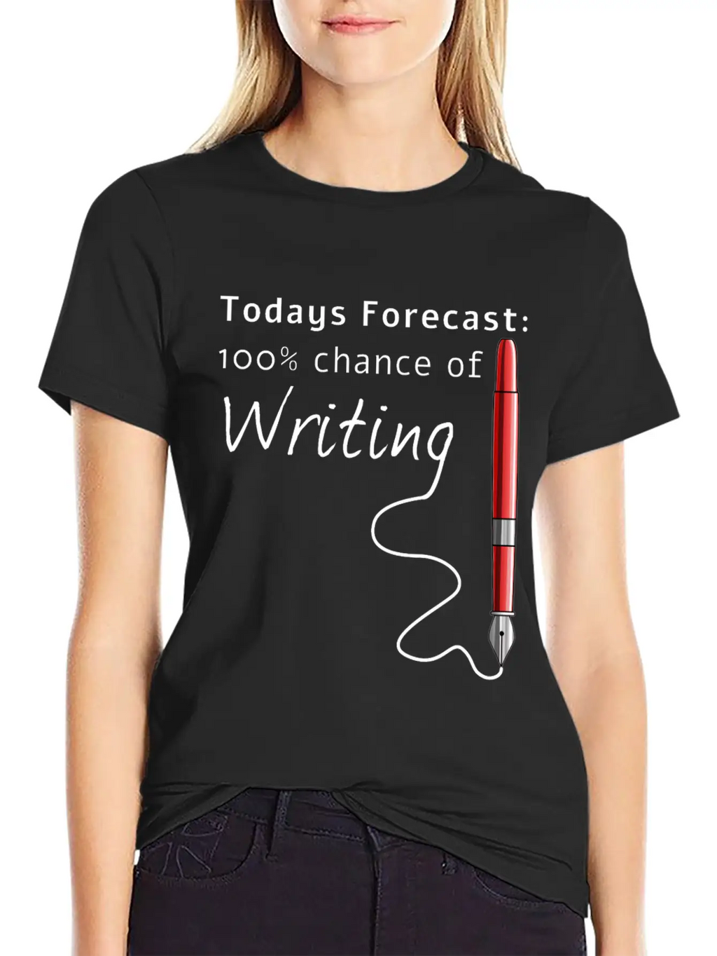 Todays Forecast 100% Chance Of Writing Funny Unisex Casual T-Shirt – Clean Design For Daily Comfort