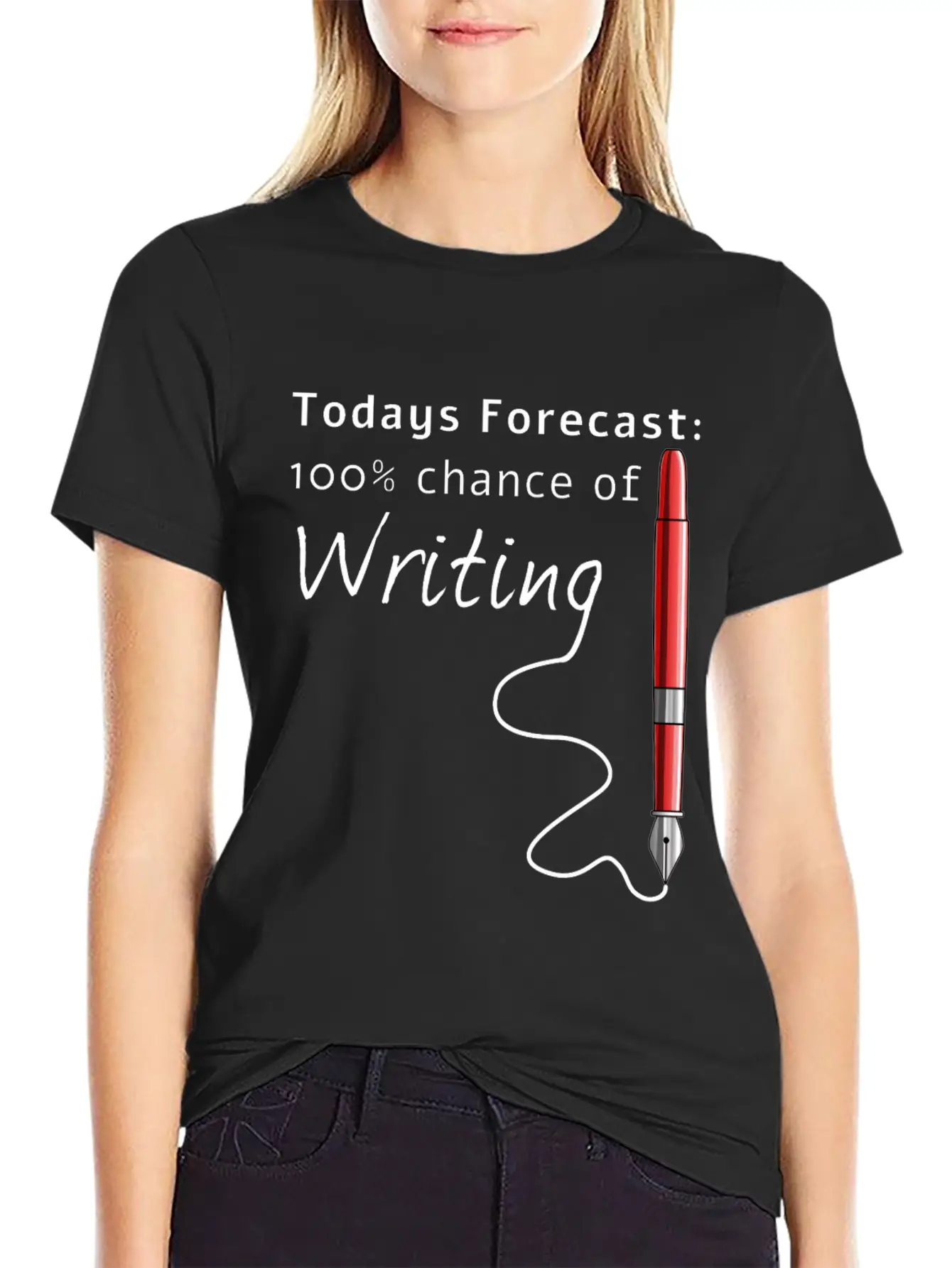 Todays Forecast 100% Chance Of Writing Funny Unisex Casual T-Shirt – Clean Design For Daily Comfort