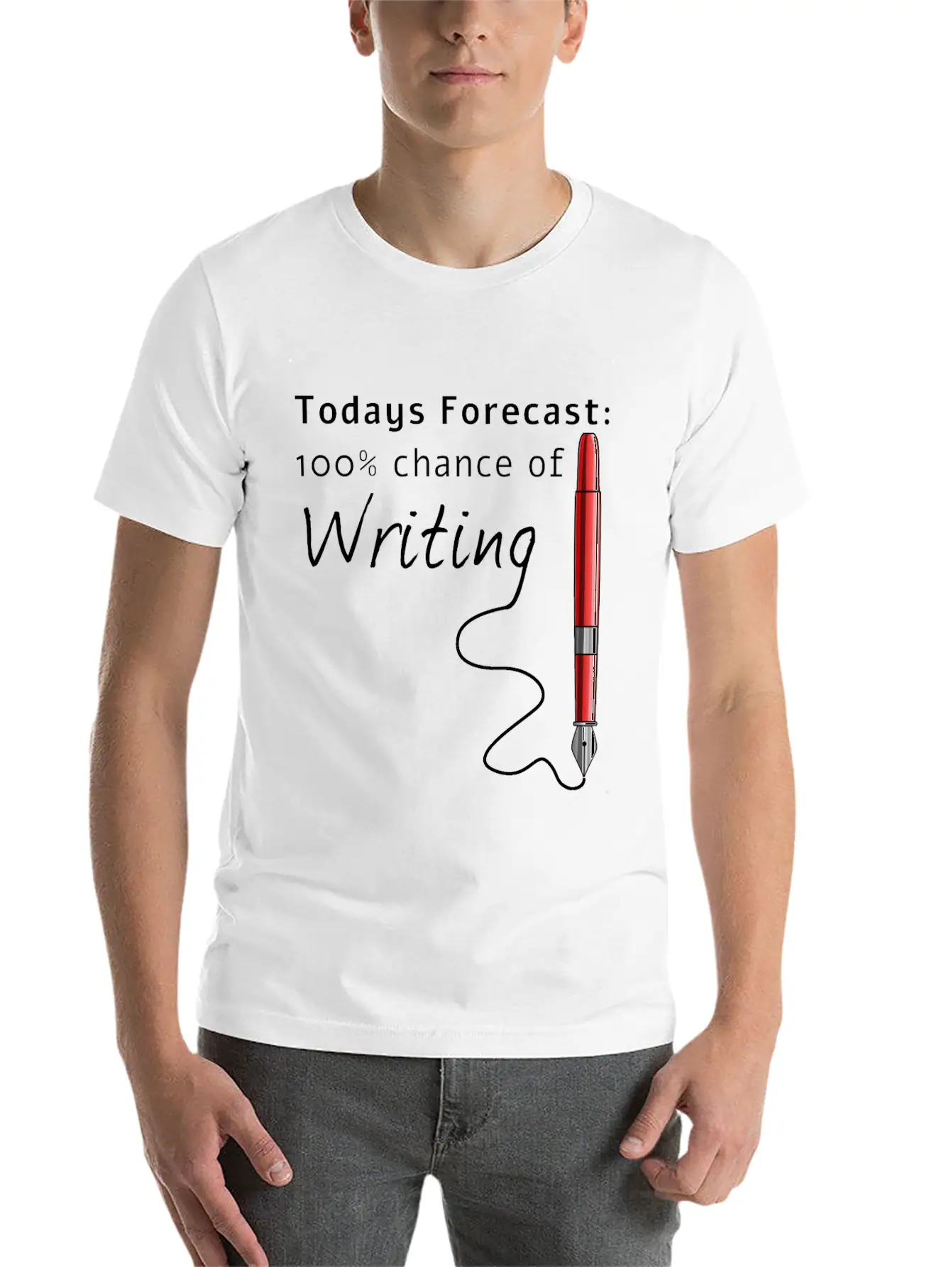 Todays Forecast 100% Chance Of Writing Funny Unisex Casual T-Shirt – Clean Design For Daily Comfort