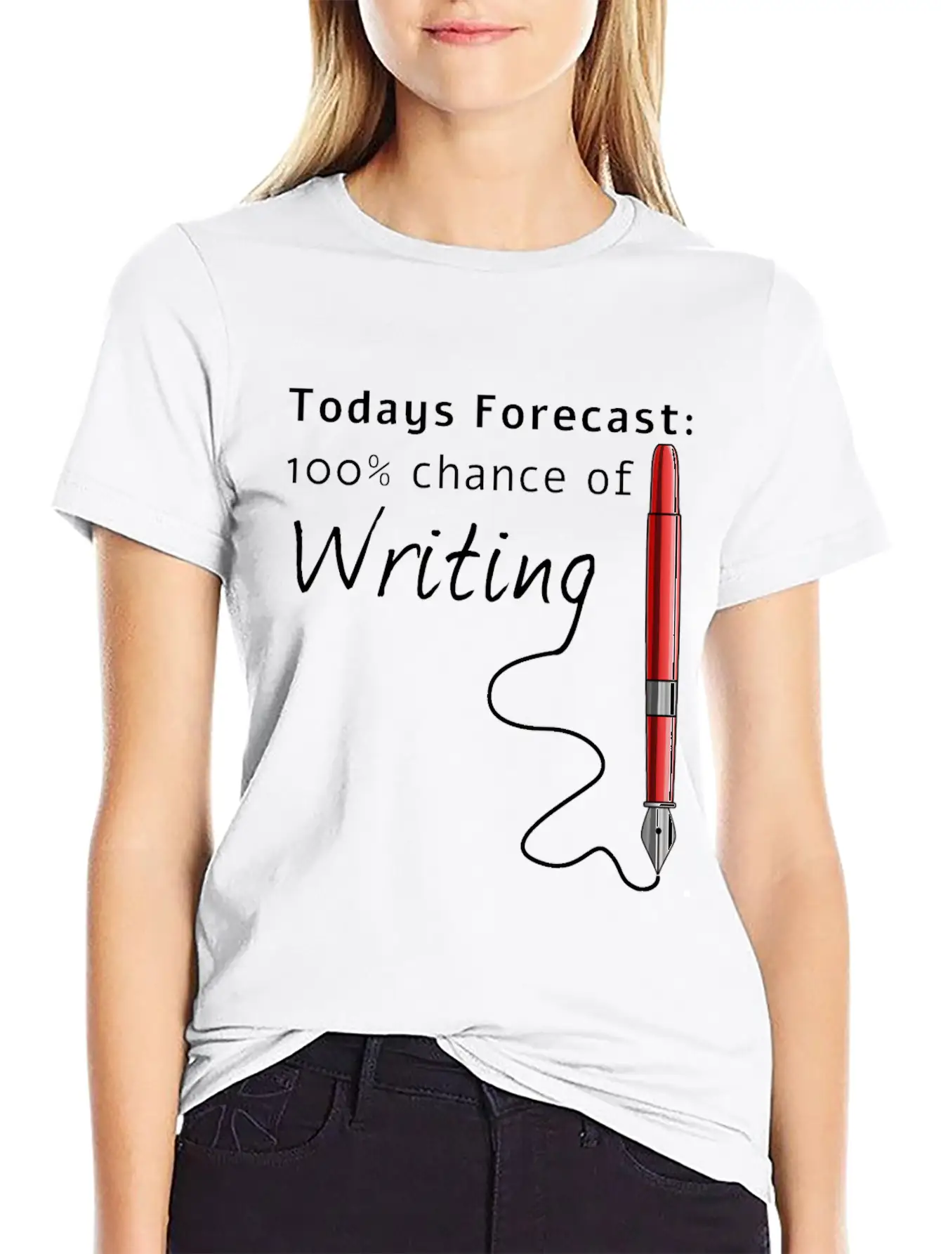 Todays Forecast 100% Chance Of Writing Funny Unisex Casual T-Shirt – Clean Design For Daily Comfort
