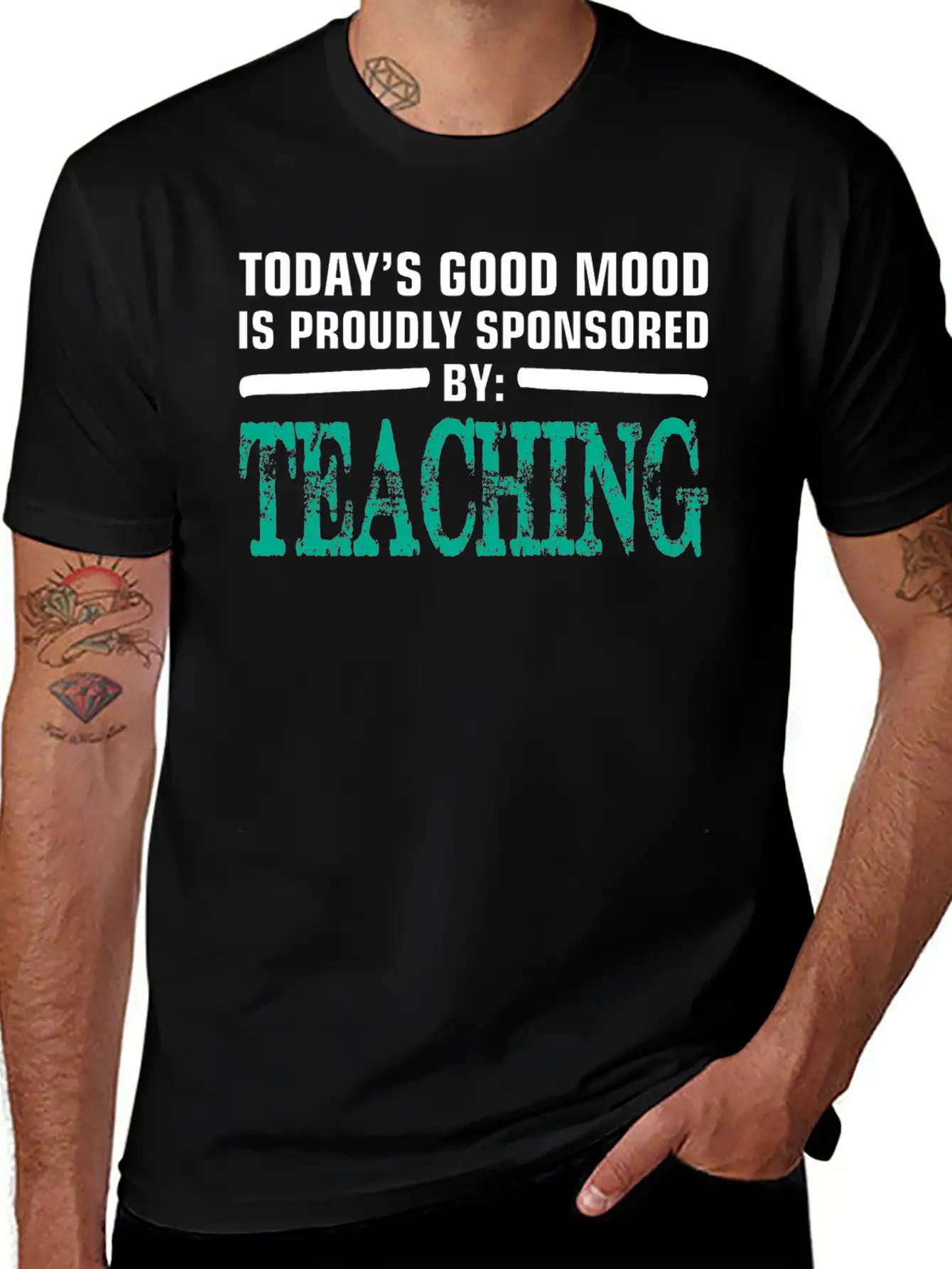 Todays Good Mood Proudly Sponsored Teaching Unisex Short Sleeve Soft Cotton T-Shirt – Casual Everyday Wear