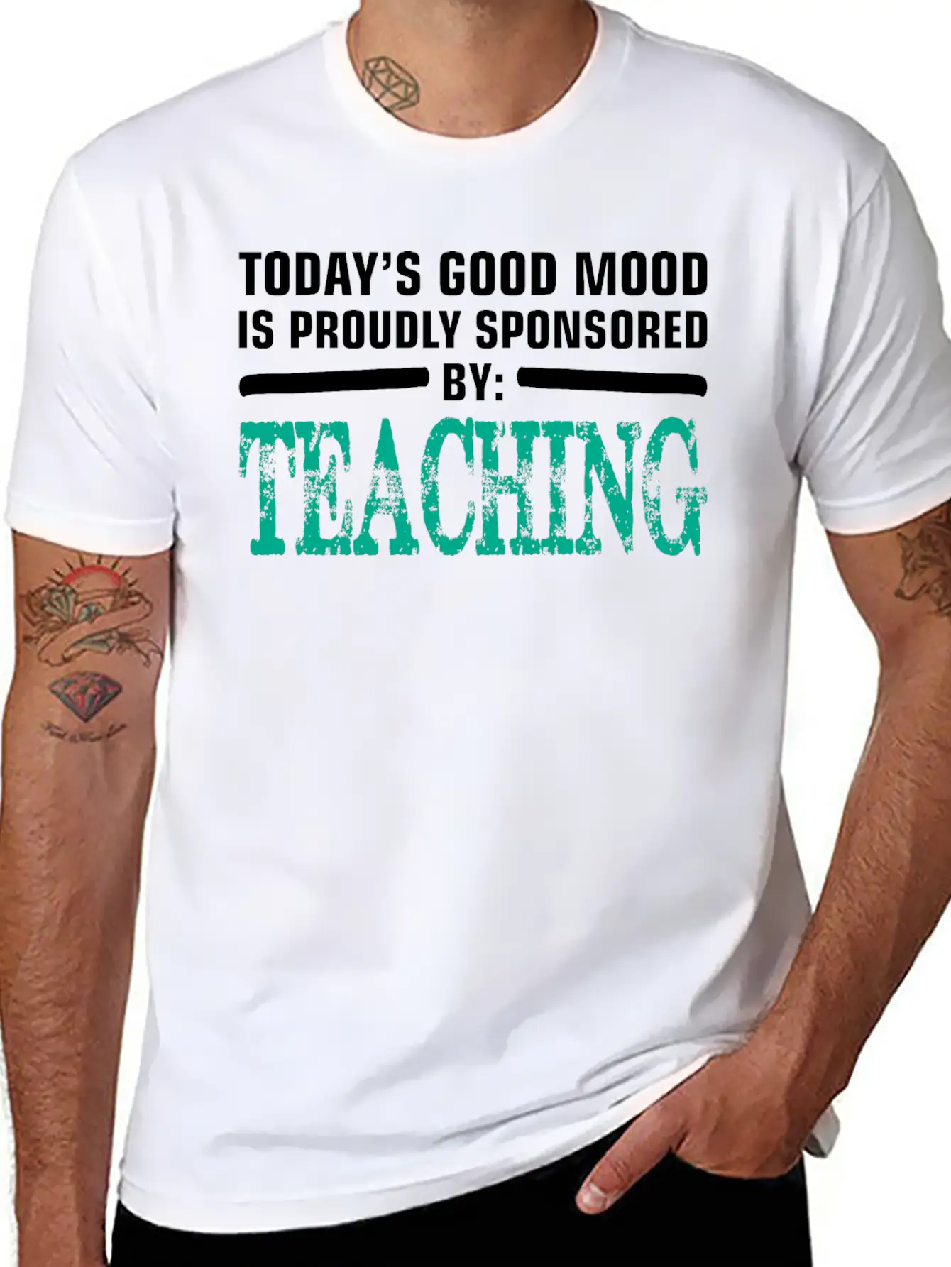 Todays Good Mood Proudly Sponsored Teaching Unisex Short Sleeve Soft Cotton T-Shirt – Casual Everyday Wear