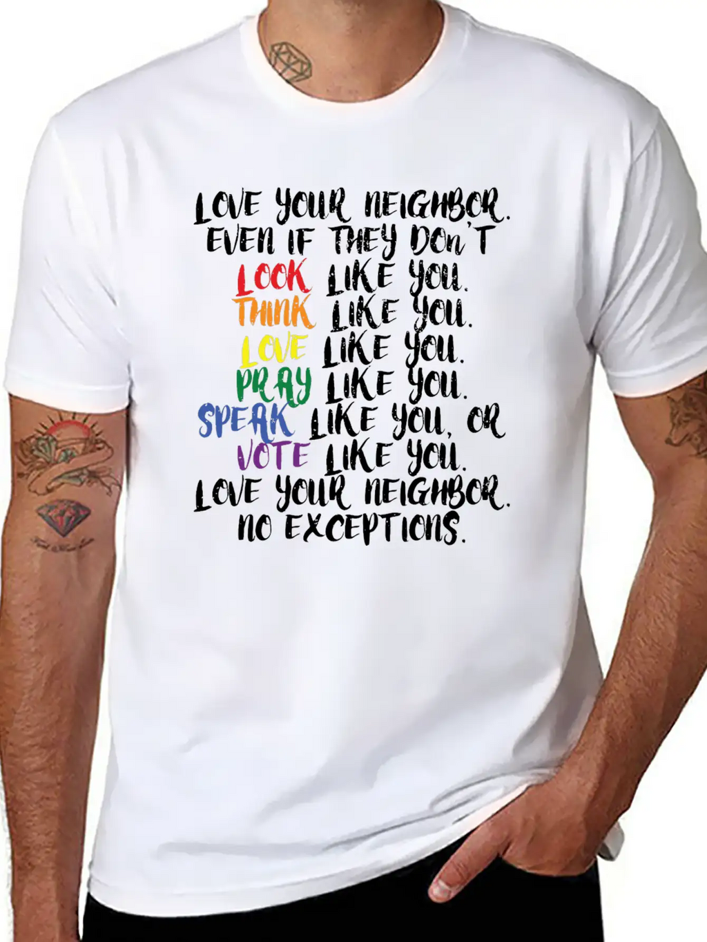 Tolerance Humanity Equality Kindness Cool Gift Stylish Everyday T-Shirt – Unisex Basic Cotton Tee