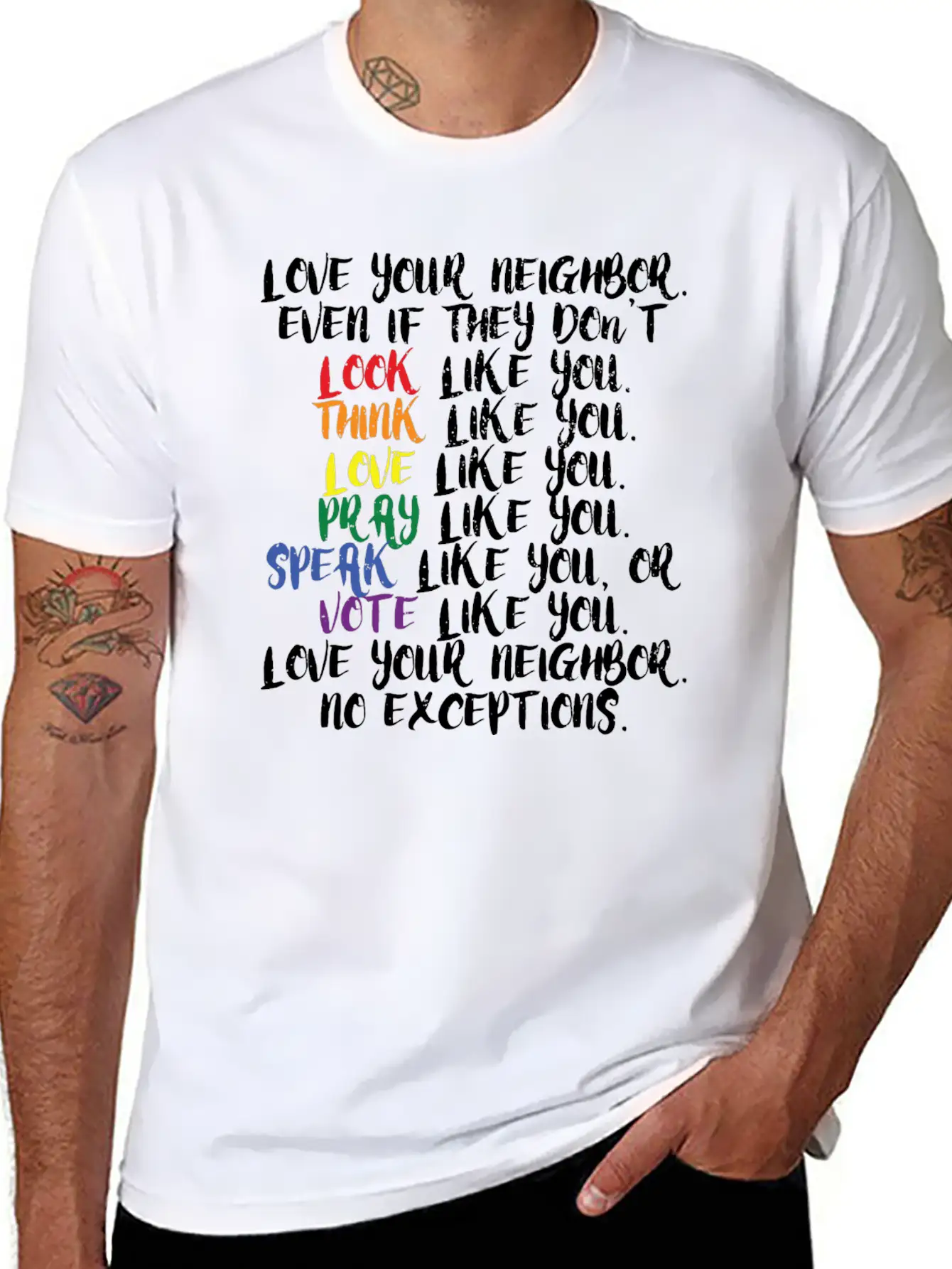 Tolerance Humanity Equality Kindness Cool Gift Stylish Everyday T-Shirt – Unisex Basic Cotton Tee