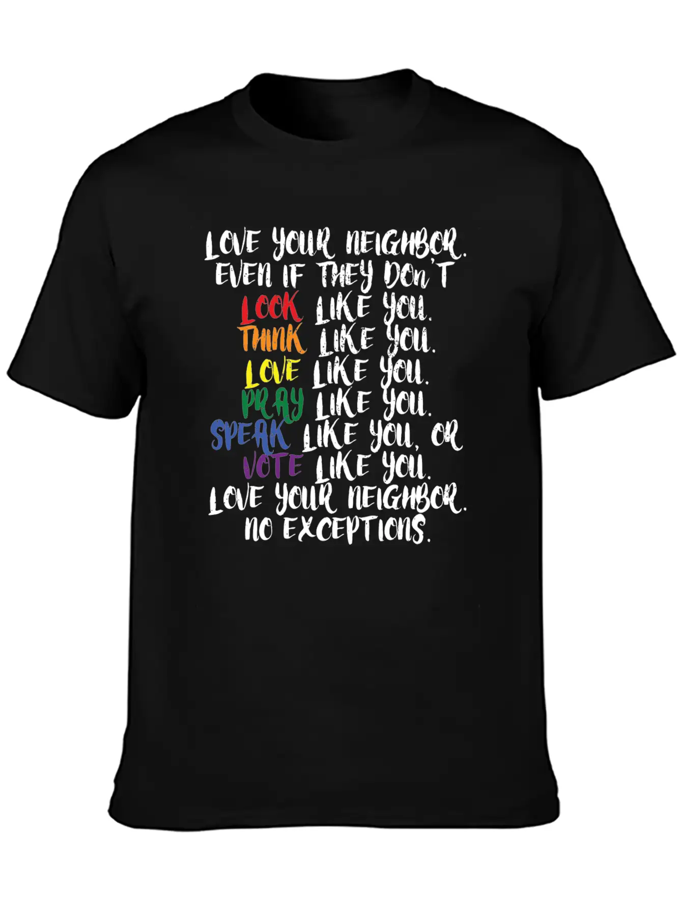 Tolerance Humanity Equality Kindness Cool Gift Stylish Everyday T-Shirt – Unisex Basic Cotton Tee