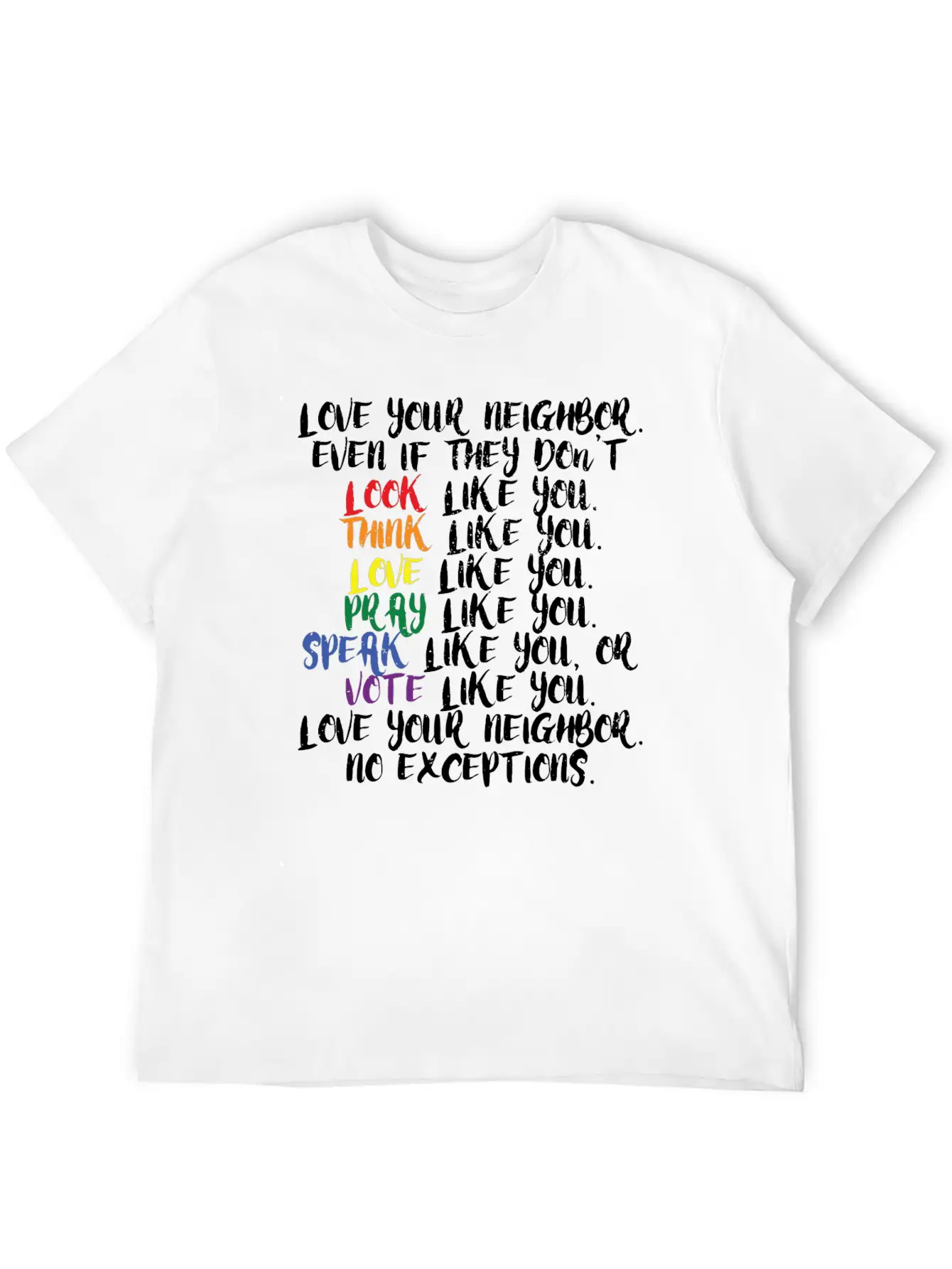 Tolerance Humanity Equality Kindness Cool Gift Stylish Everyday T-Shirt – Unisex Basic Cotton Tee