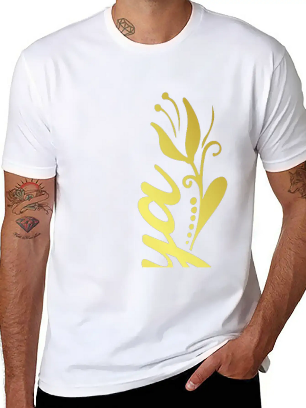Tonya Name Faux Gold Tulip Flourish Unisex Short Sleeve Soft Cotton T-Shirt – Casual Everyday Wear