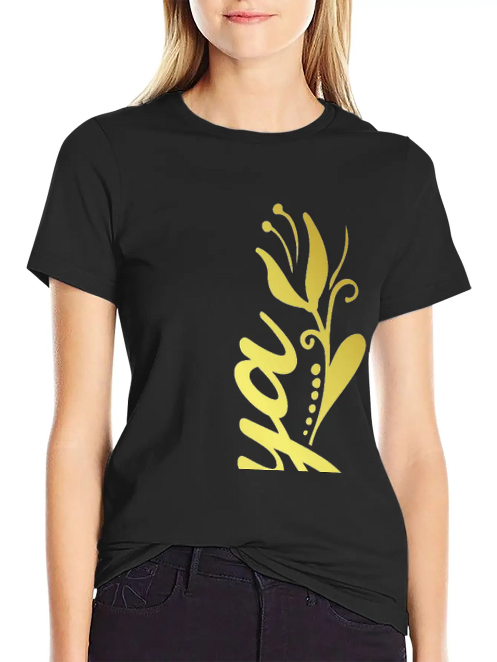 Tonya Name Faux Gold Tulip Flourish Unisex Short Sleeve Soft Cotton T-Shirt – Casual Everyday Wear