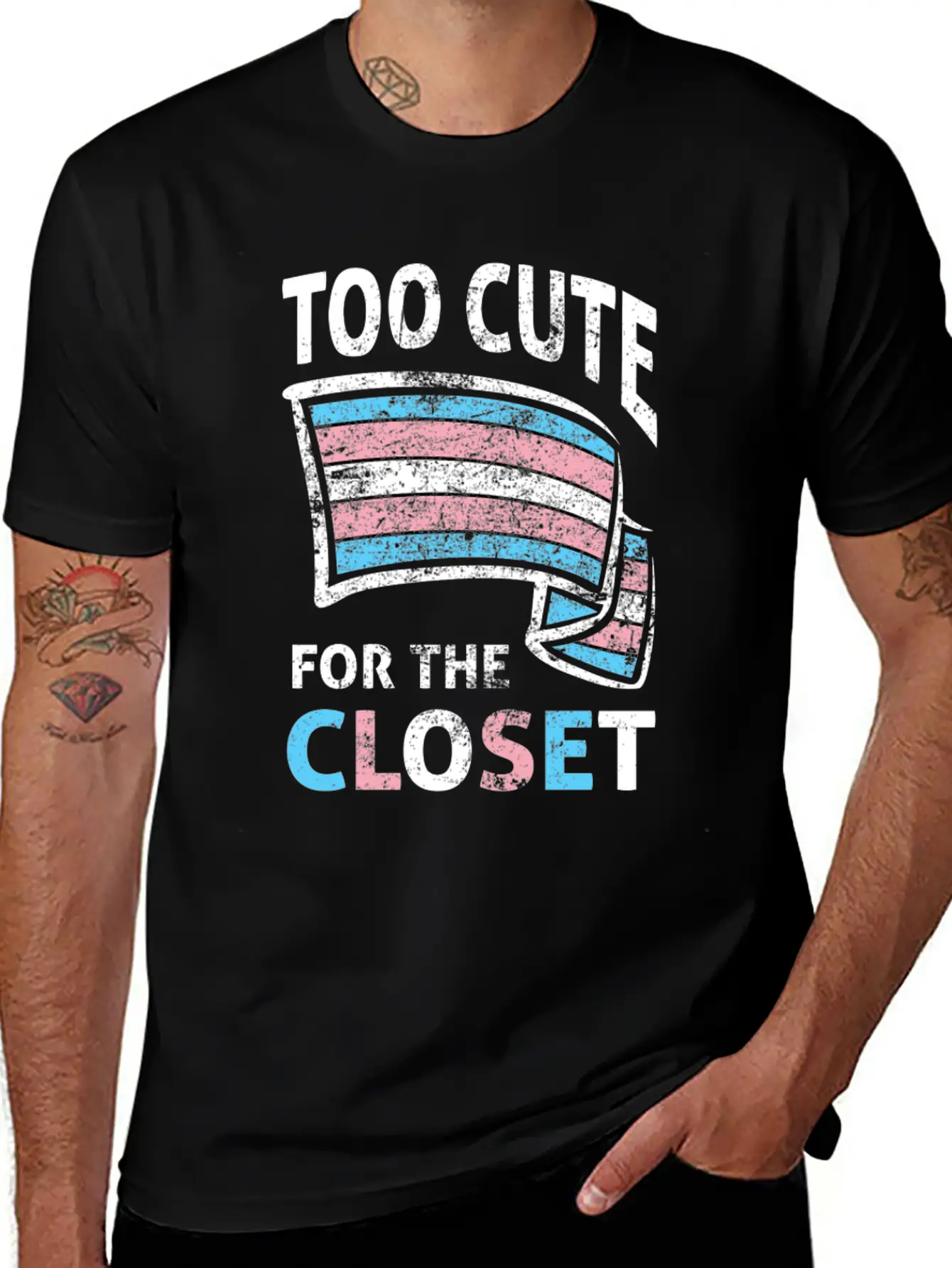 Too Cute For The Closet LGBTQ Transsexual Pride Unisex Casual T-Shirt – Clean Design For Daily Comfort