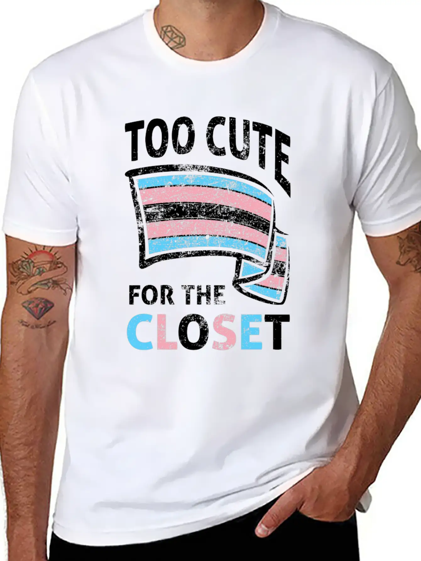 Too Cute For The Closet LGBTQ Transsexual Pride Unisex Casual T-Shirt – Clean Design For Daily Comfort