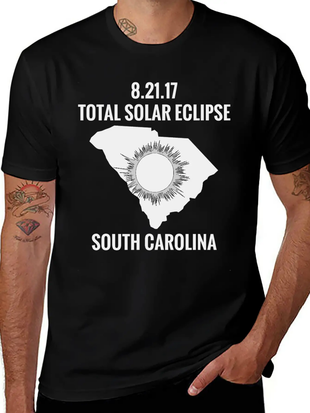 Total Solar Eclipse 2017 South Carolina Unisex Short Sleeve Soft Cotton T-Shirt – Casual Everyday Wear