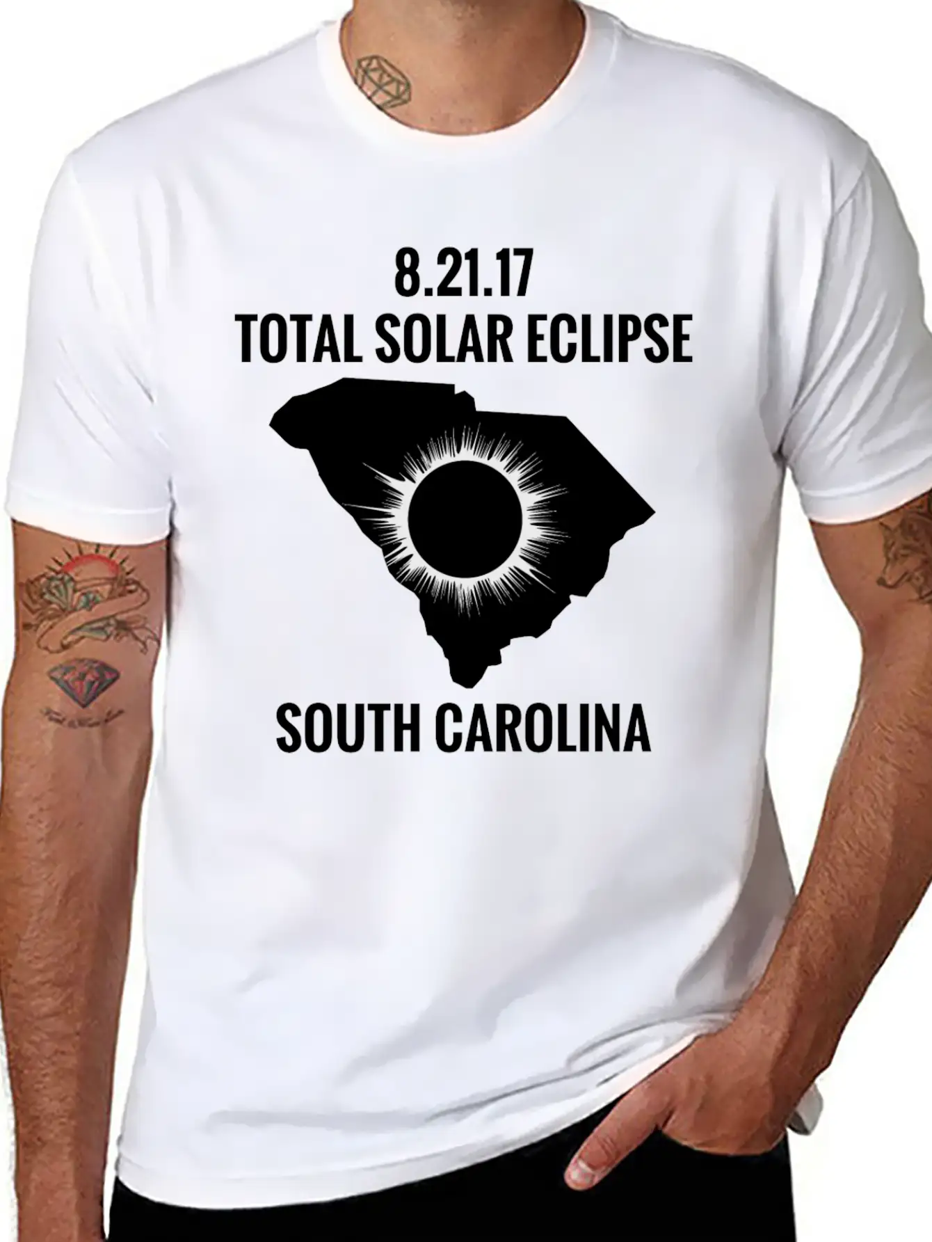 Total Solar Eclipse 2017 South Carolina Unisex Short Sleeve Soft Cotton T-Shirt – Casual Everyday Wear