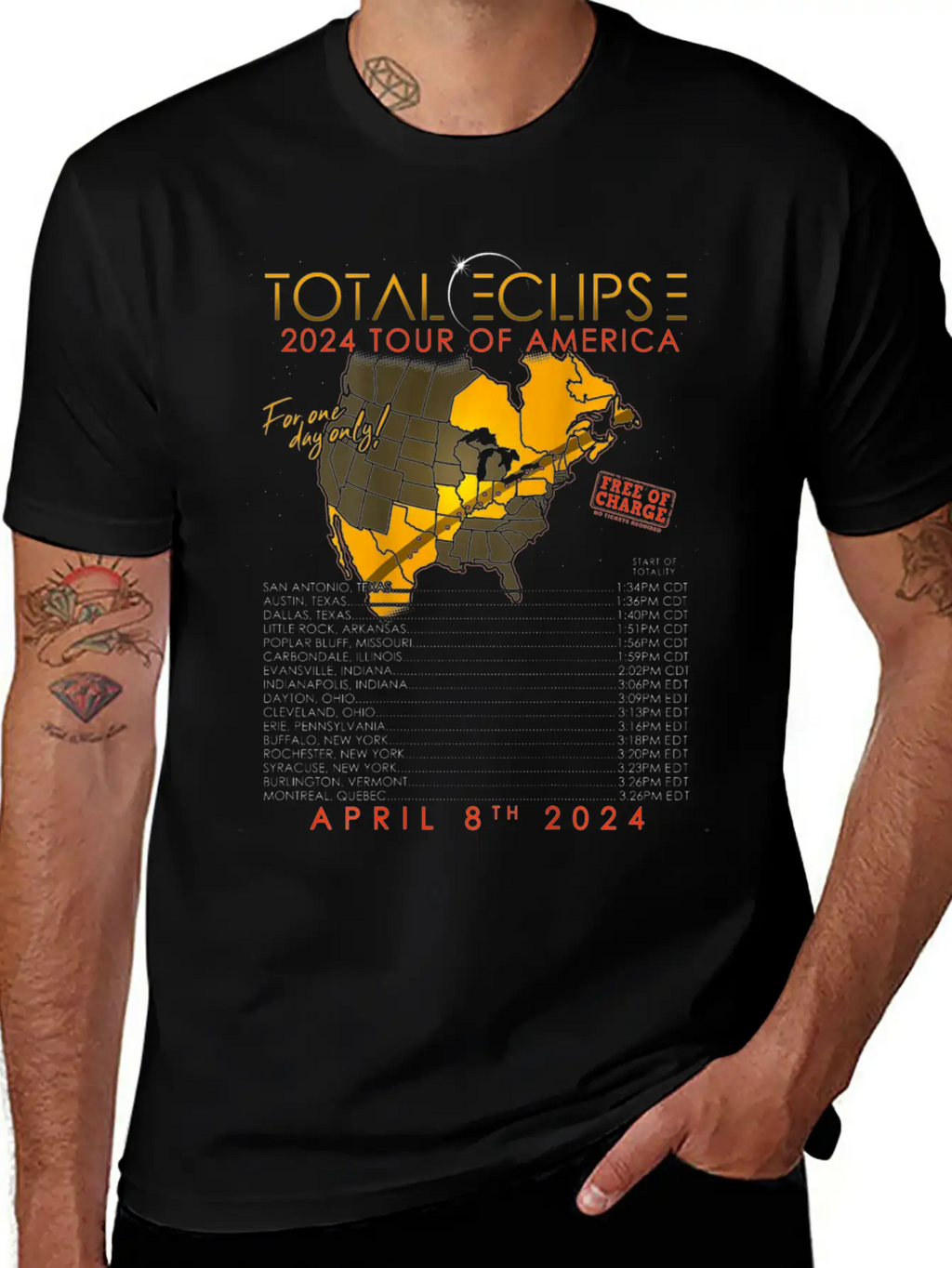 Total Solar Eclipse 2024 Tour Of America 04 08 24 Unisex Casual T-Shirt – Clean Design For Daily Comfort