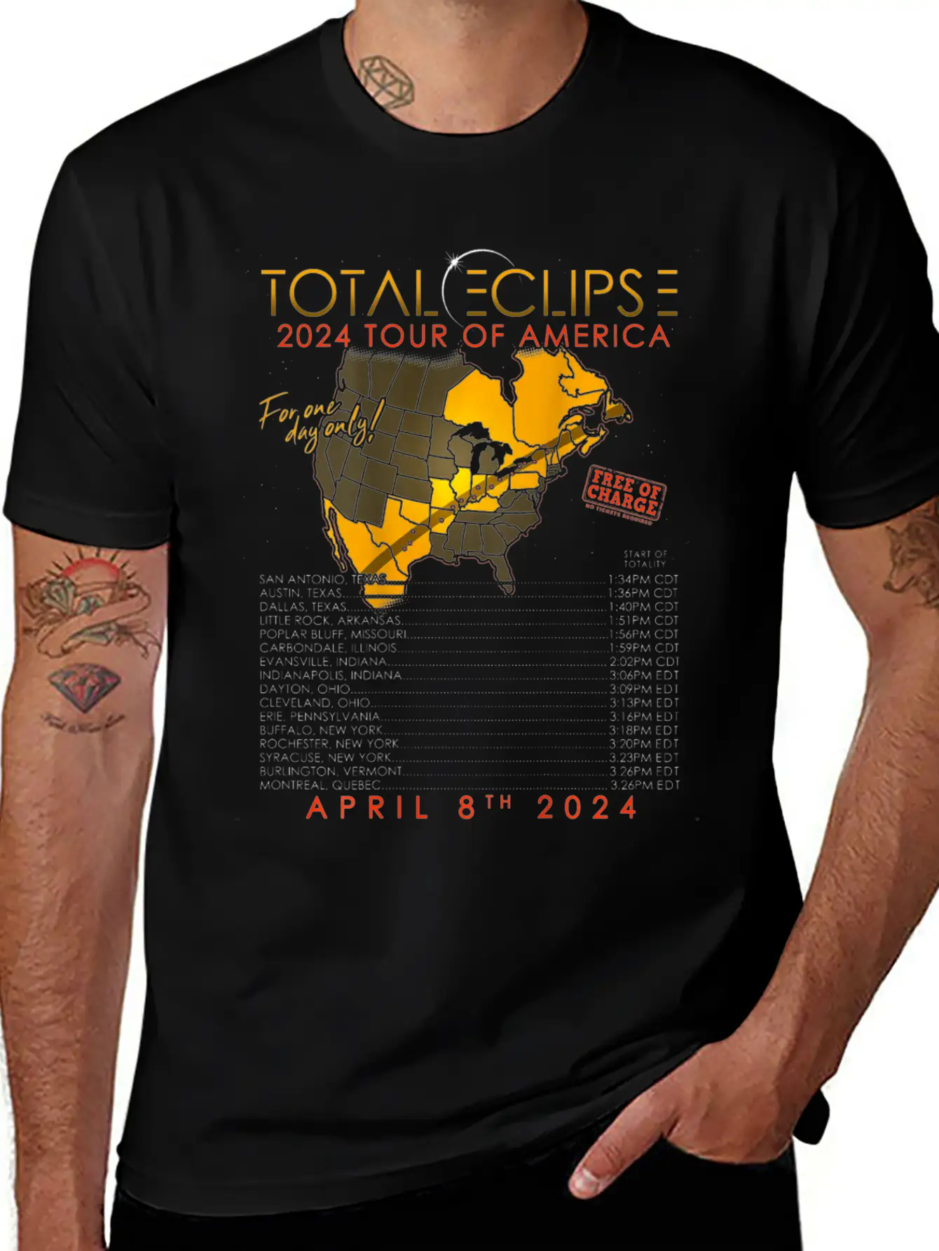 Total Solar Eclipse 2024 Tour Of America 04 08 24 Unisex Casual T-Shirt – Clean Design For Daily Comfort