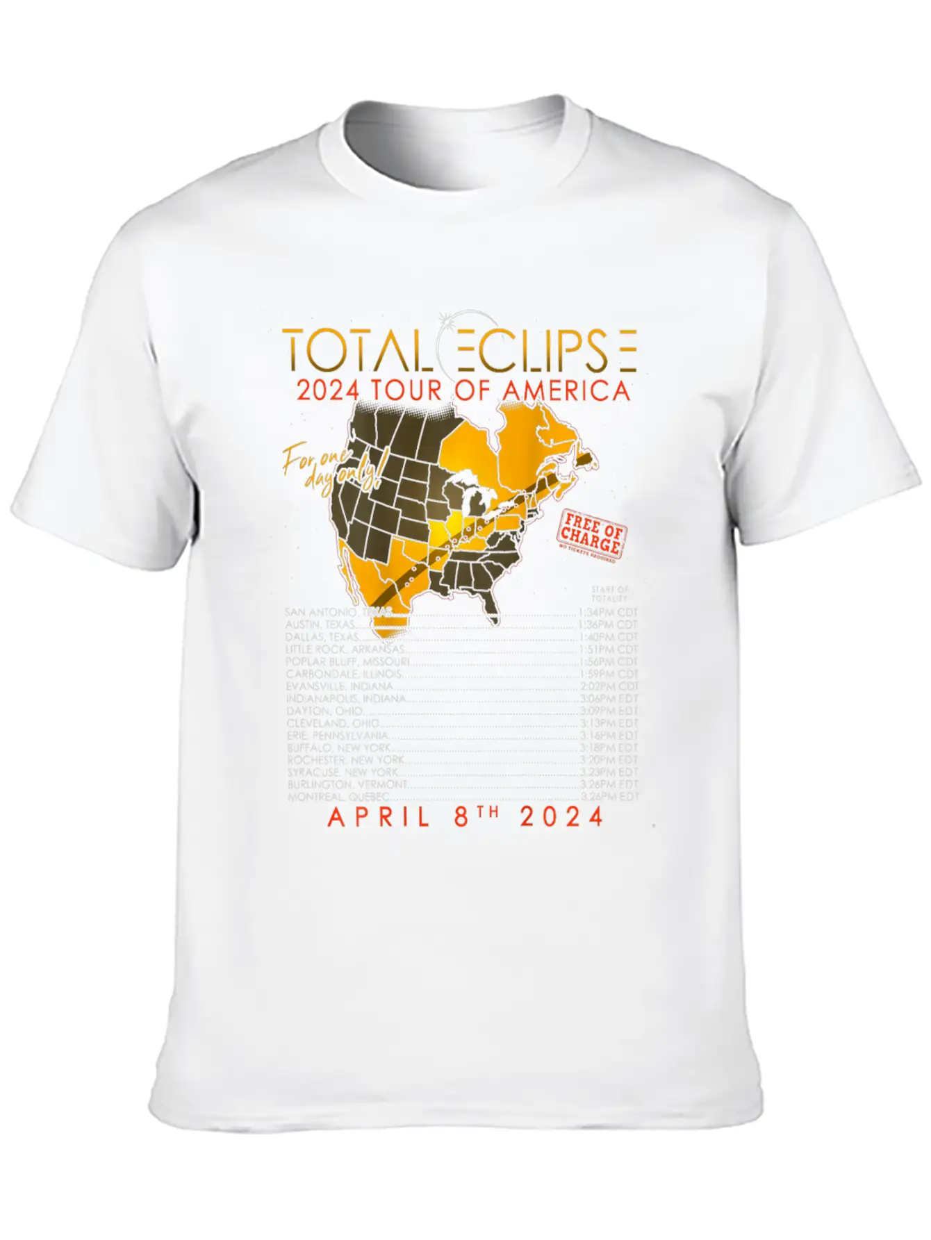 Total Solar Eclipse 2024 Tour Of America 04 08 24 Unisex Casual T-Shirt – Clean Design For Daily Comfort
