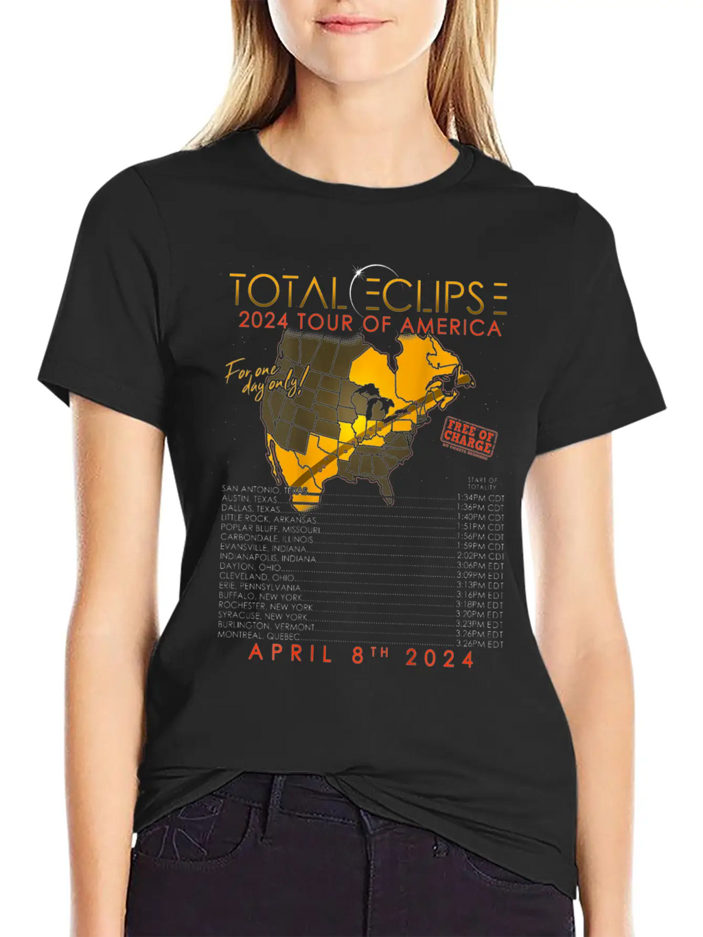 Total Solar Eclipse 2024 Tour Of America 04 08 24 Unisex Casual T-Shirt – Clean Design For Daily Comfort