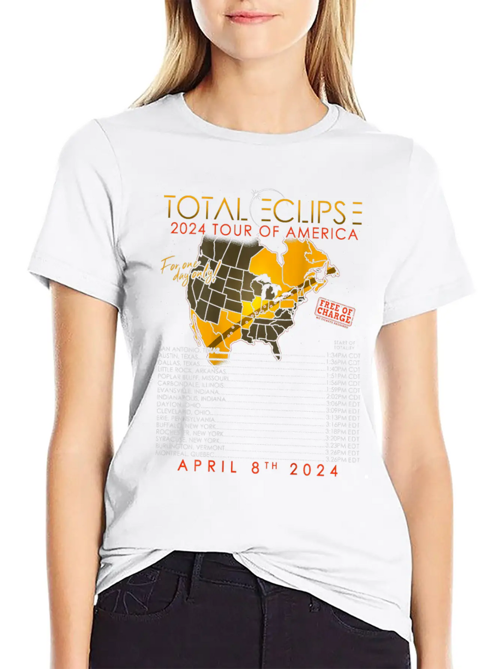Total Solar Eclipse 2024 Tour Of America 04 08 24 Unisex Casual T-Shirt – Clean Design For Daily Comfort