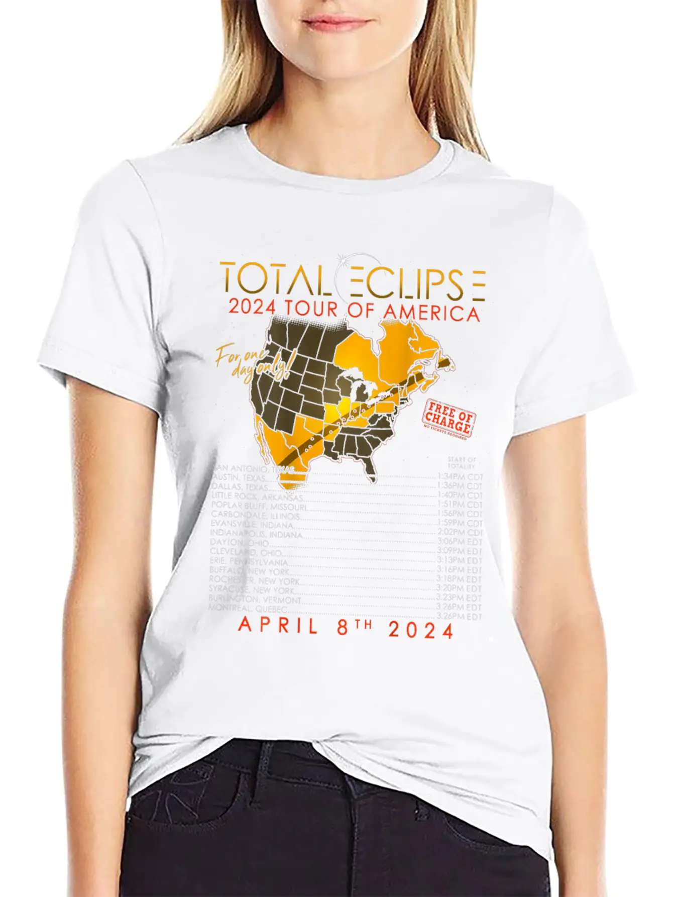 Total Solar Eclipse 2024 Tour Of America 04 08 24 Unisex Casual T-Shirt – Clean Design For Daily Comfort