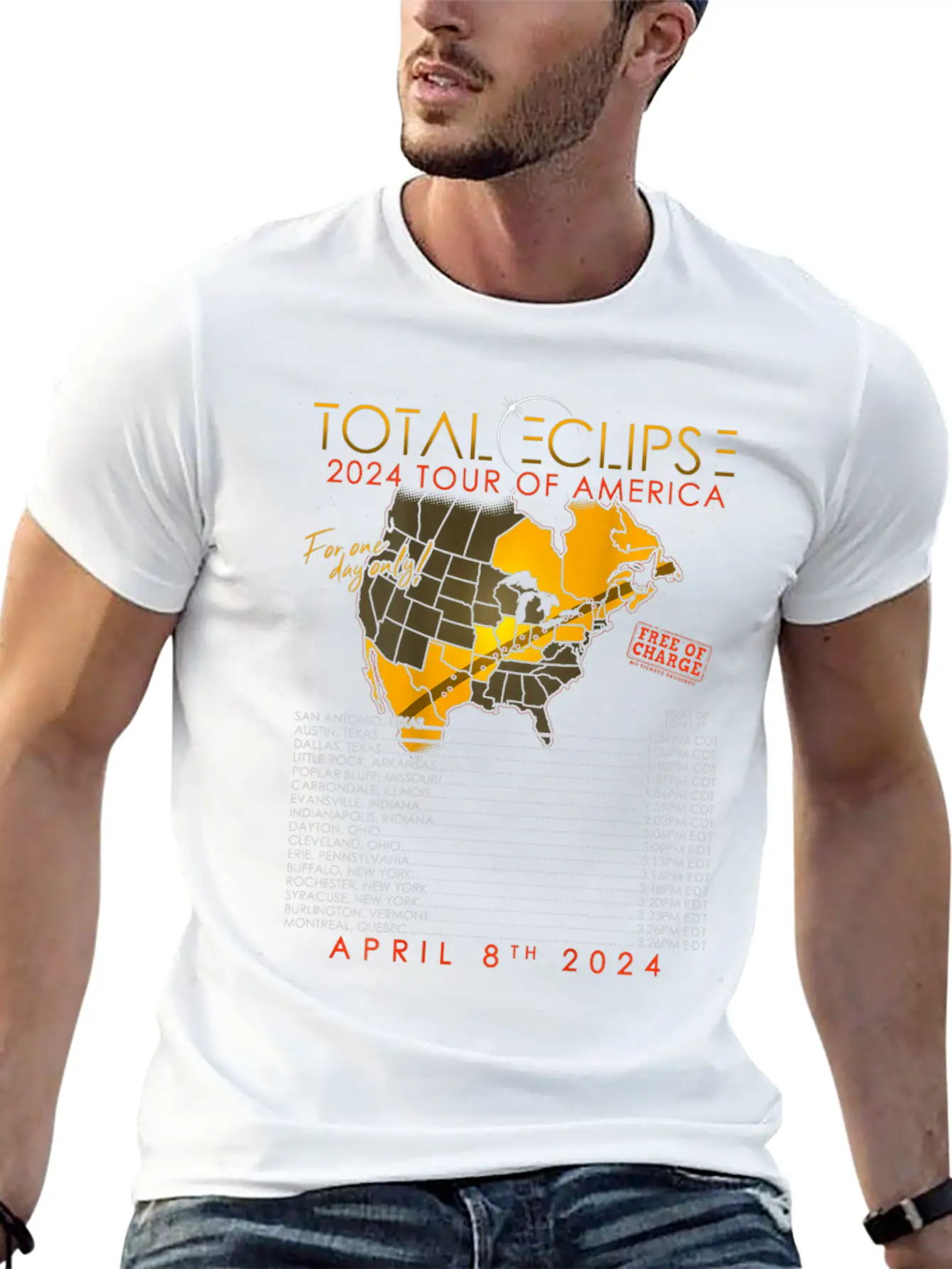 Total Solar Eclipse 2024 Tour Of America 04 08 24 Unisex Casual T-Shirt – Clean Design For Daily Comfort