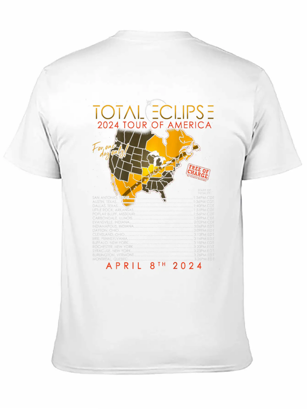 Total Solar Eclipse 2024 Tour Of America 04 08 24 Unisex Casual T-Shirt – Clean Design For Daily Comfort