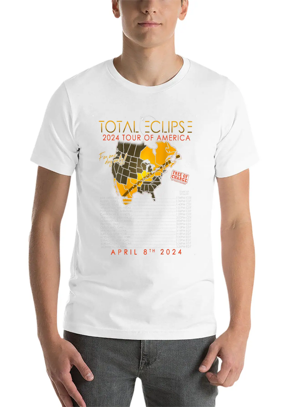 Total Solar Eclipse 2024 Tour Of America 04 08 24 Unisex Casual T-Shirt – Clean Design For Daily Comfort