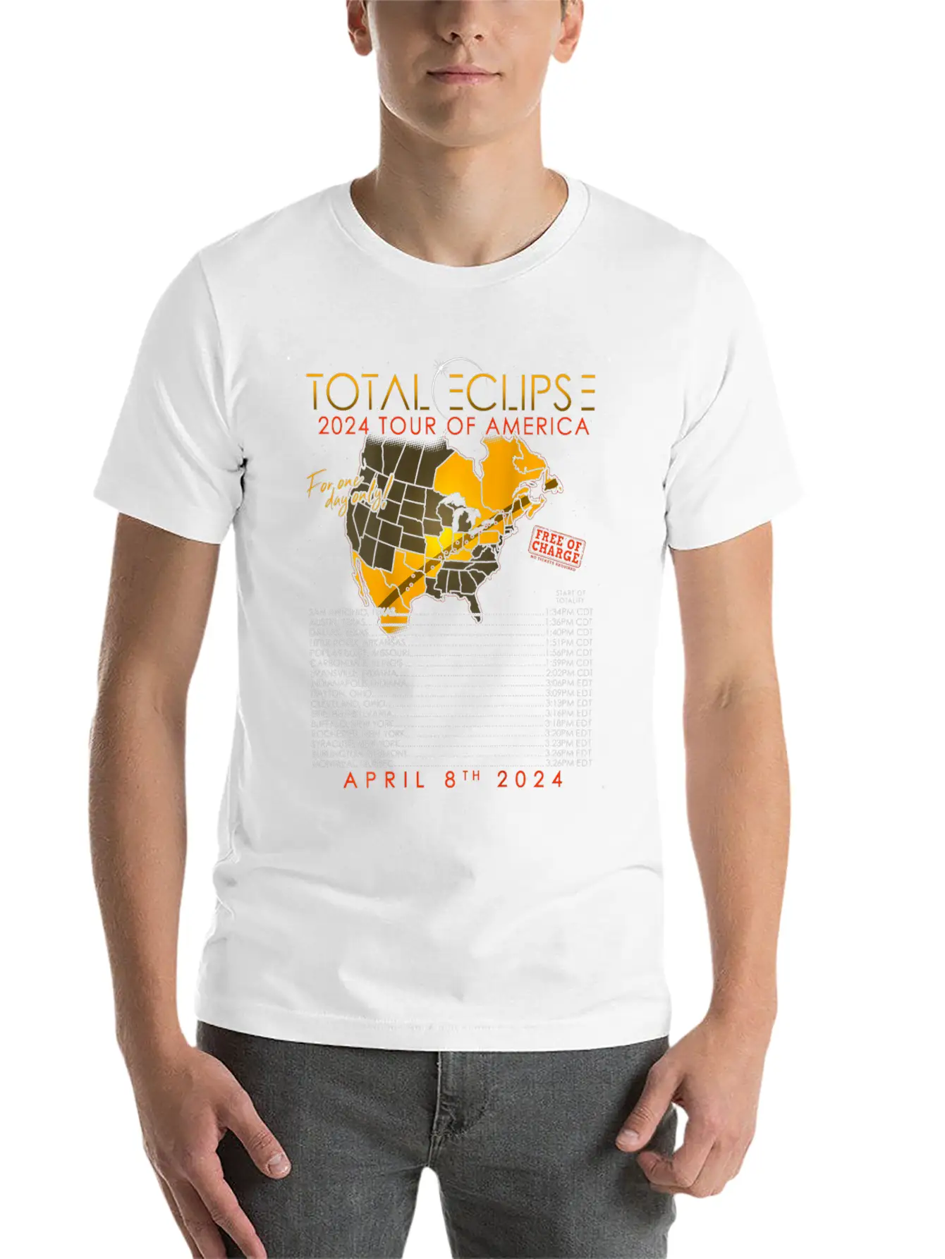 Total Solar Eclipse 2024 Tour Of America 04 08 24 Unisex Casual T-Shirt – Clean Design For Daily Comfort