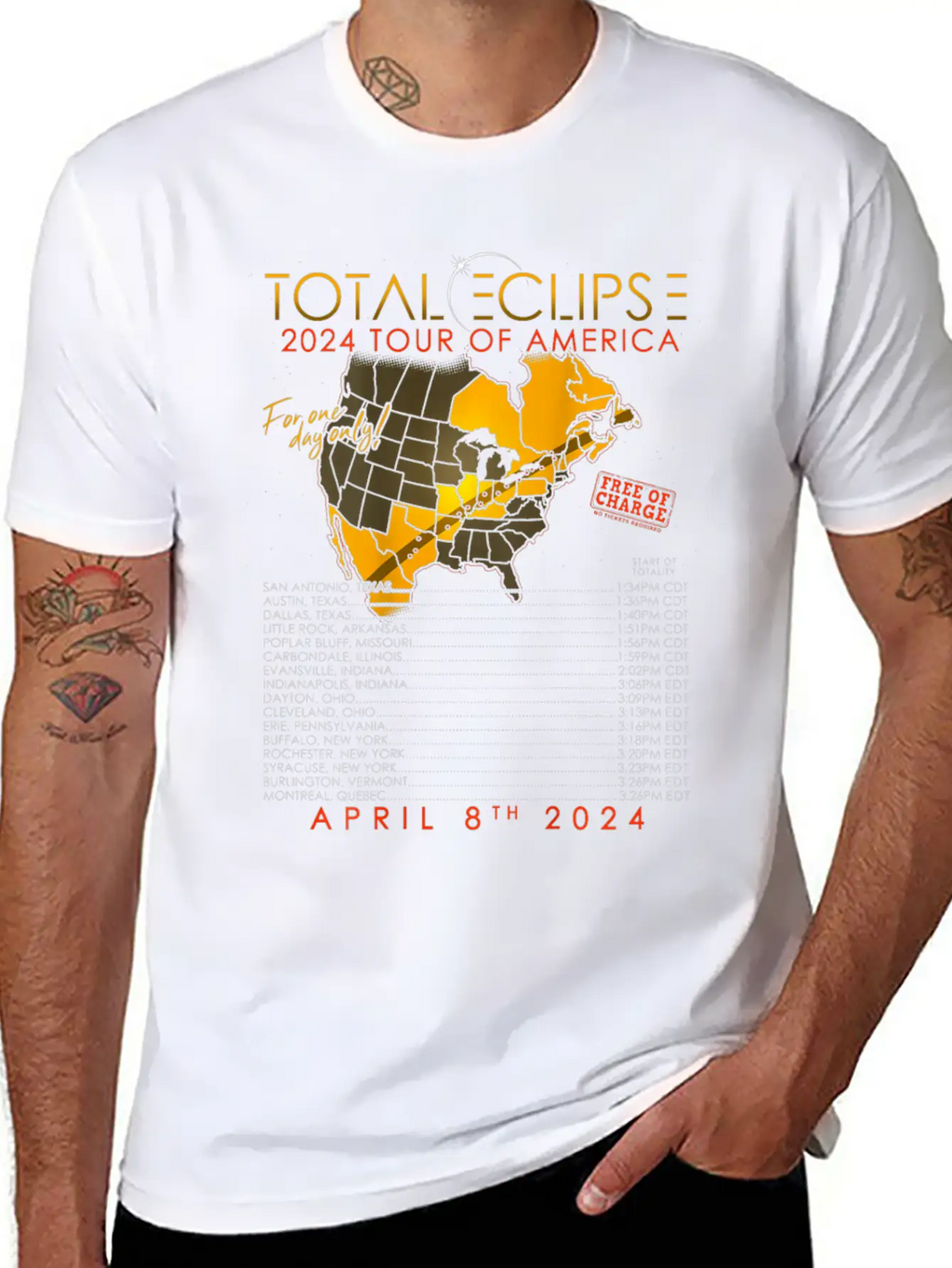 Total Solar Eclipse 2024 Tour Of America 04 08 24 Unisex Casual T-Shirt – Clean Design For Daily Comfort