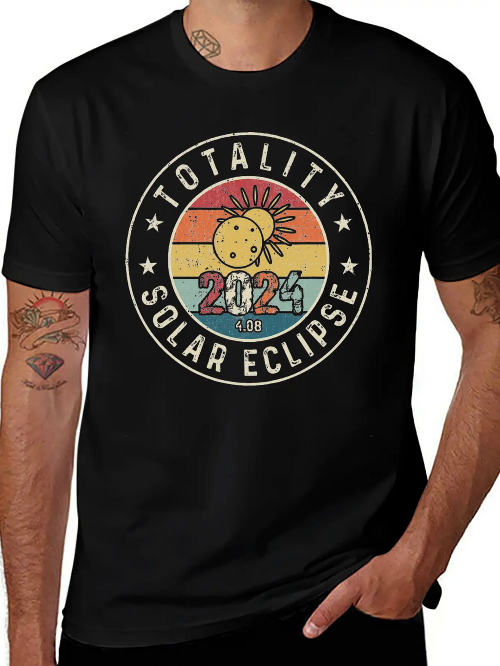 Totality Solar Eclipse 2024 America Retro Casual Graphic T-Shirt – Simple And Comfortable Daily Wear