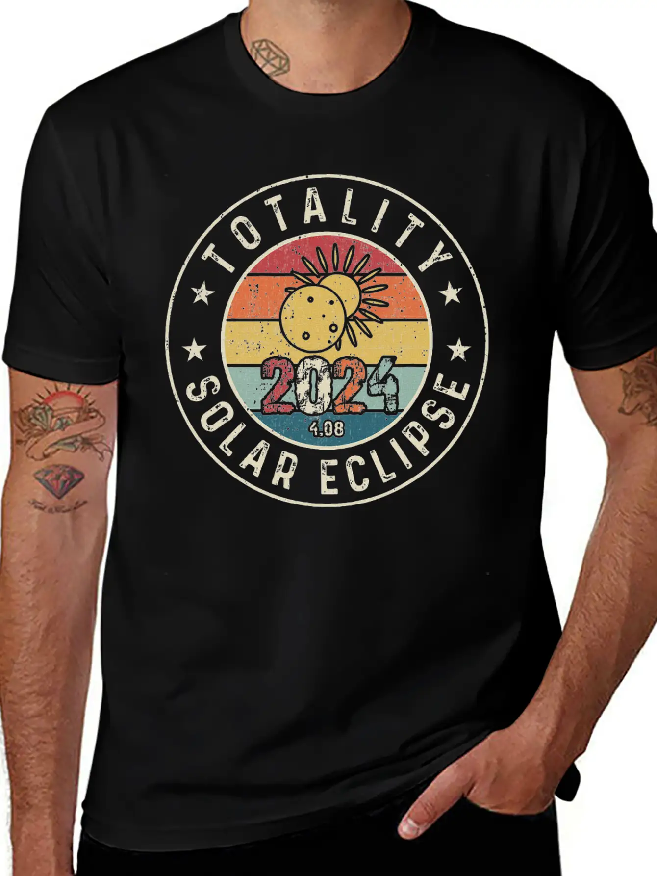 Totality Solar Eclipse 2024 America Retro Casual Graphic T-Shirt – Simple And Comfortable Daily Wear