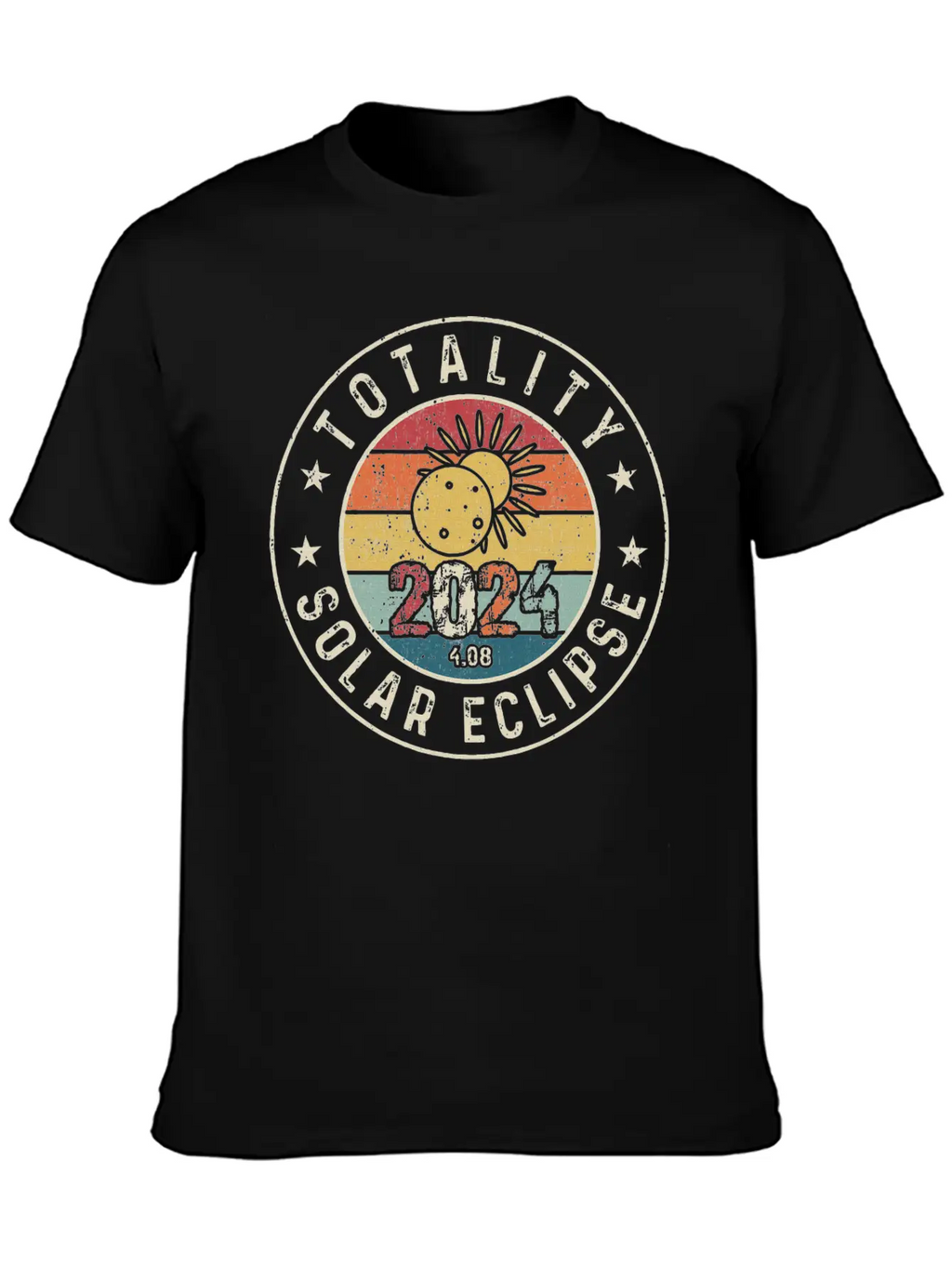 Totality Solar Eclipse 2024 America Retro Casual Graphic T-Shirt – Simple And Comfortable Daily Wear