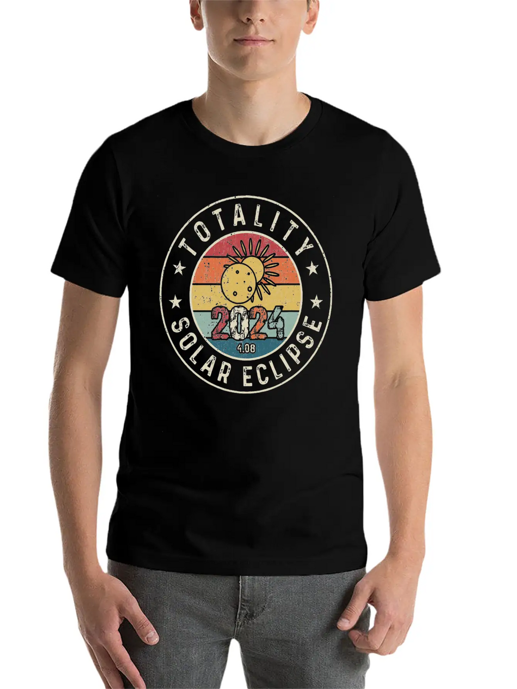 Totality Solar Eclipse 2024 America Retro Casual Graphic T-Shirt – Simple And Comfortable Daily Wear