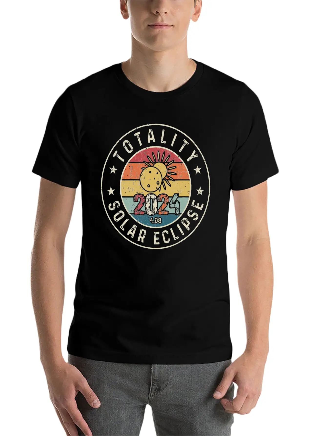 Totality Solar Eclipse 2024 America Retro Casual Graphic T-Shirt – Simple And Comfortable Daily Wear