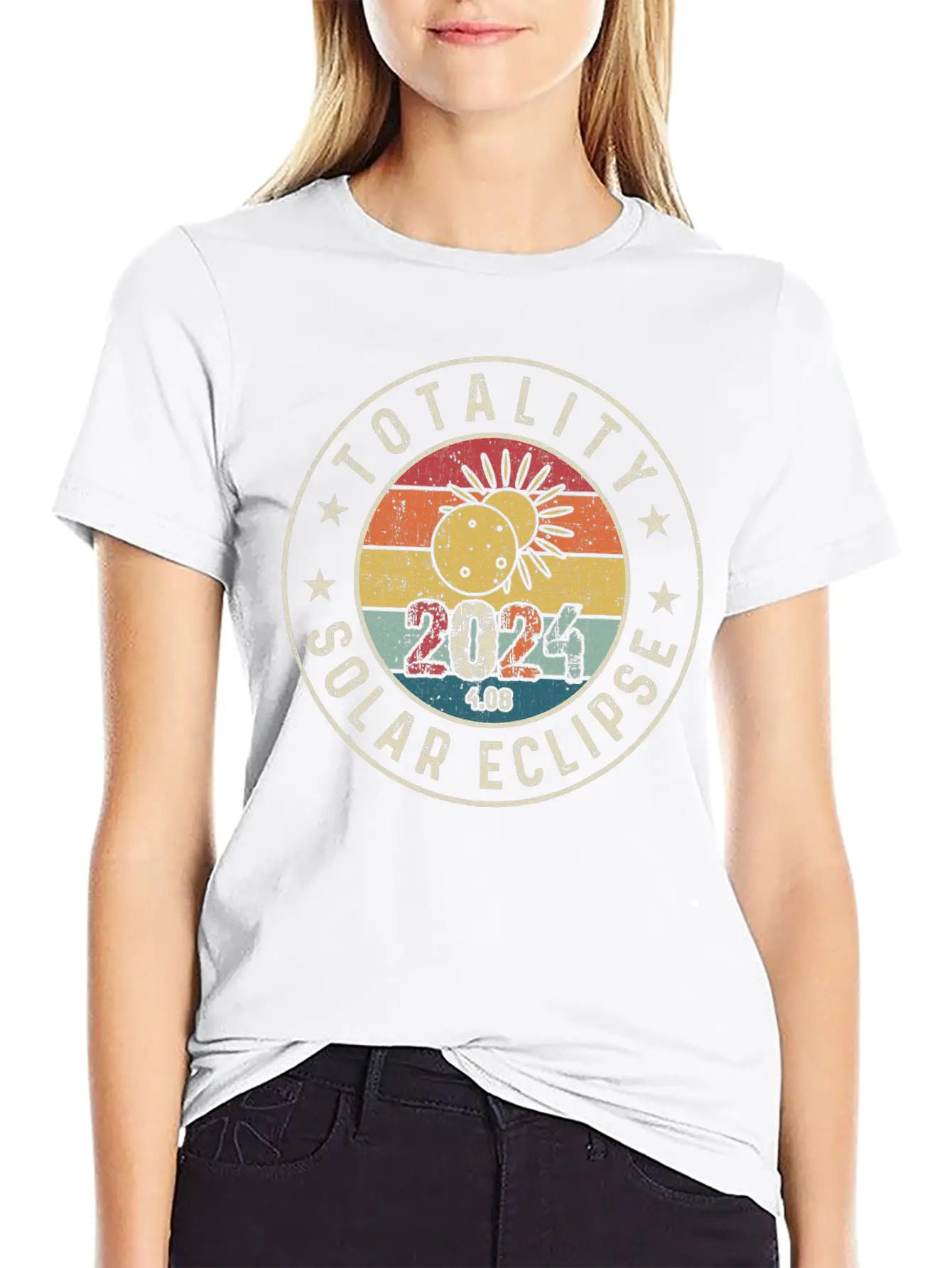 Totality Solar Eclipse 2024 America Retro Casual Graphic T-Shirt – Simple And Comfortable Daily Wear