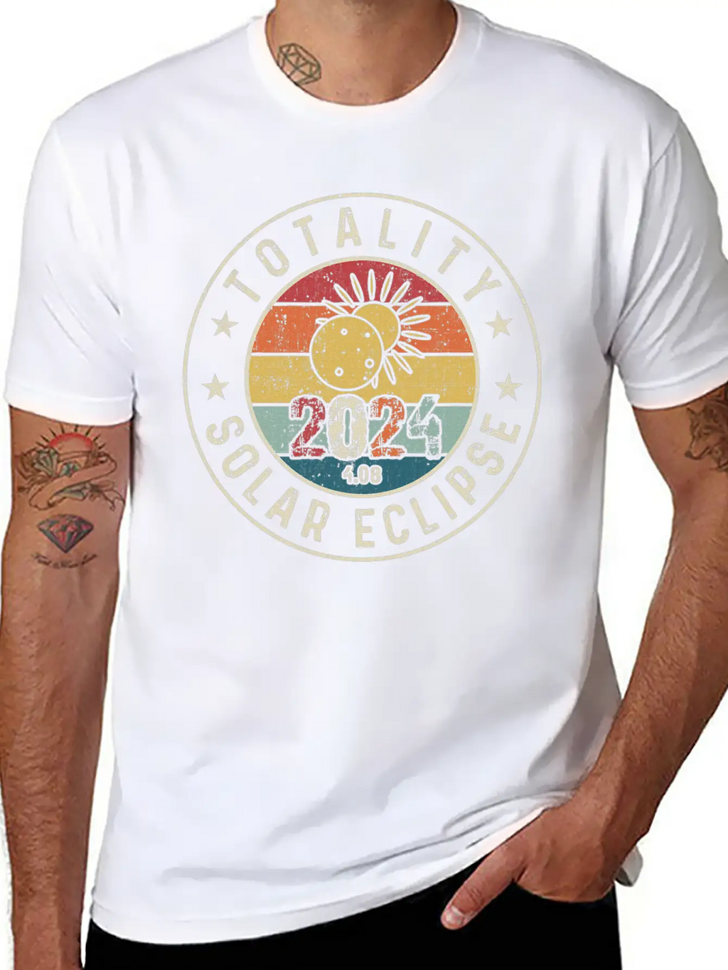 Totality Solar Eclipse 2024 America Retro Casual Graphic T-Shirt – Simple And Comfortable Daily Wear