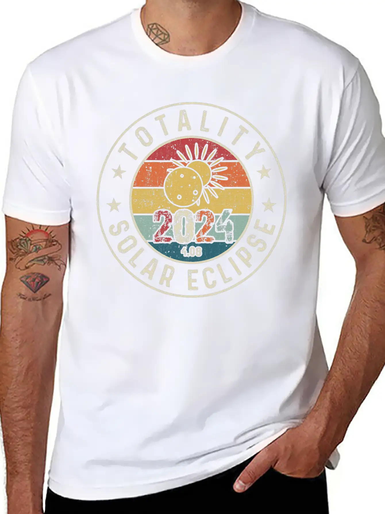 Totality Solar Eclipse 2024 America Retro Casual Graphic T-Shirt – Simple And Comfortable Daily Wear