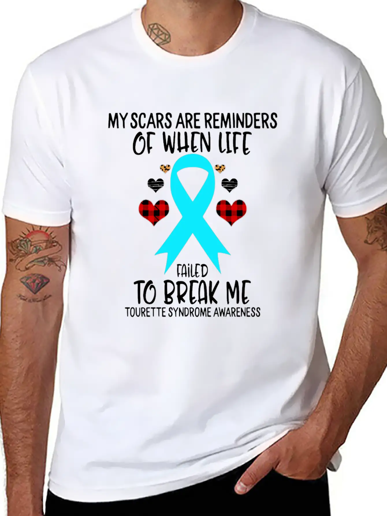 Tourette Syndrome Awareness Warrior Scars Reminder Unisex Casual T-Shirt – Clean Design For Daily Comfort