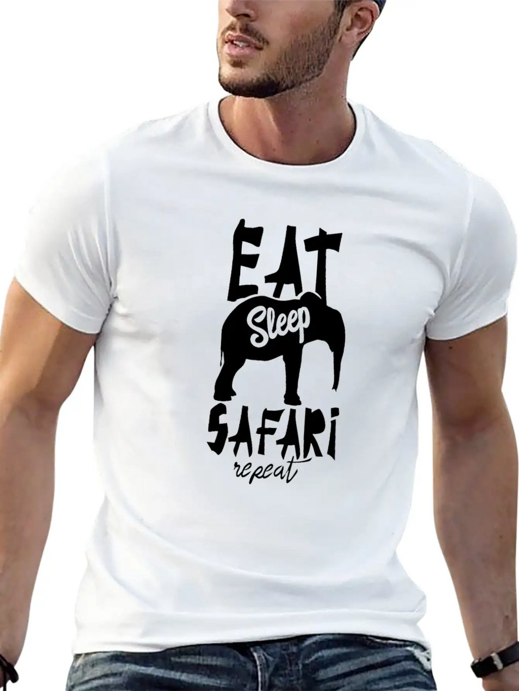 Tourist Safari Elephant Lion Wild Animal Tour Essential Cotton Tee For Daily Outfits – Unisex Style