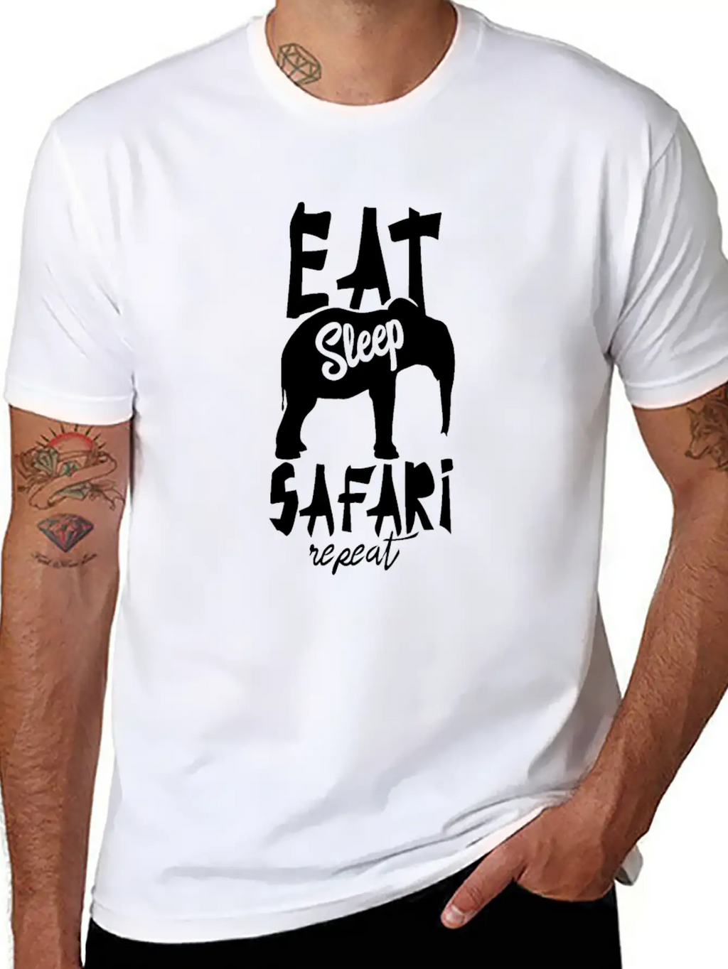 Tourist Safari Elephant Lion Wild Animal Tour Essential Cotton Tee For Daily Outfits – Unisex Style