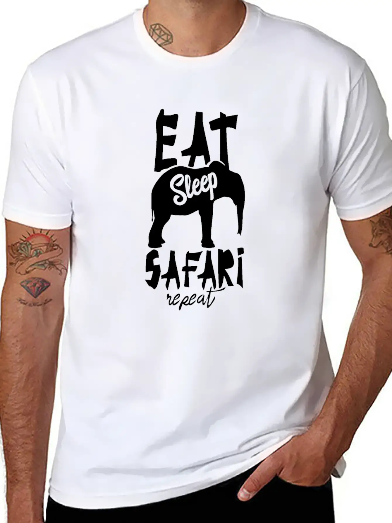 Tourist Safari Elephant Lion Wild Animal Tour Essential Cotton Tee For Daily Outfits – Unisex Style