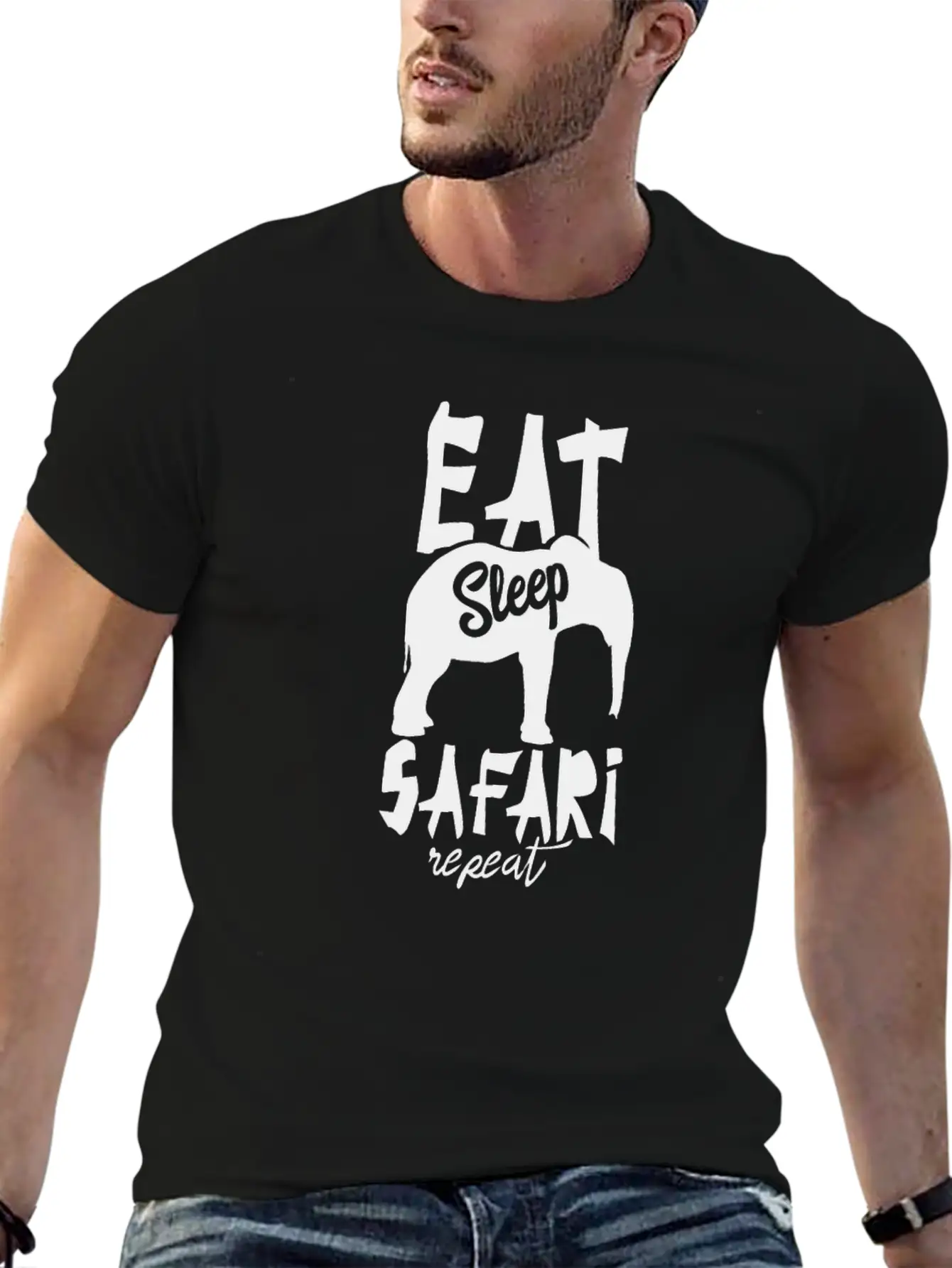 Tourist Safari Elephant Lion Wild Animal Tour Essential Cotton Tee For Daily Outfits – Unisex Style