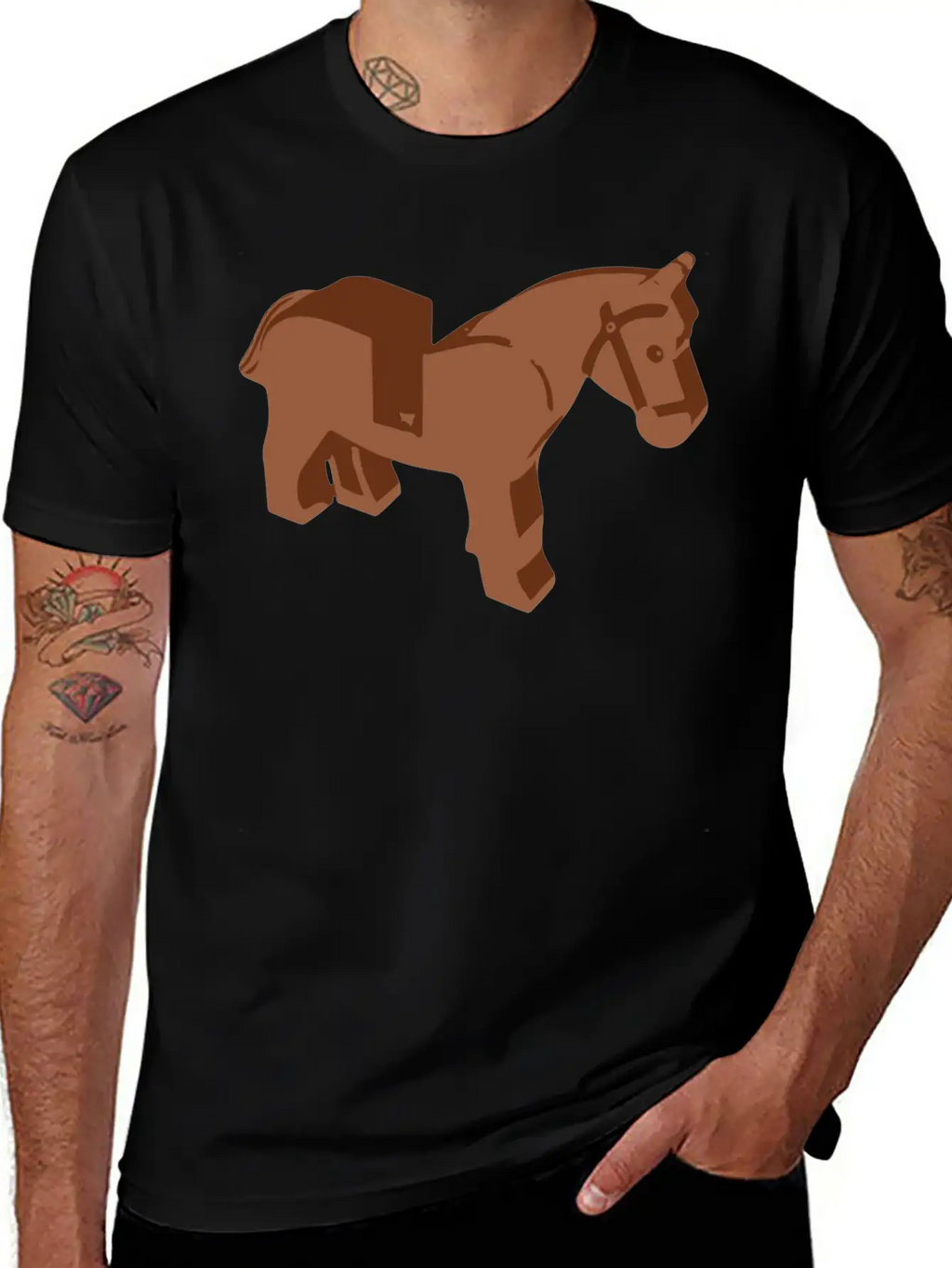 Toy Brick Horse Unisex Short Sleeve Soft Cotton T-Shirt – Casual Everyday Wear